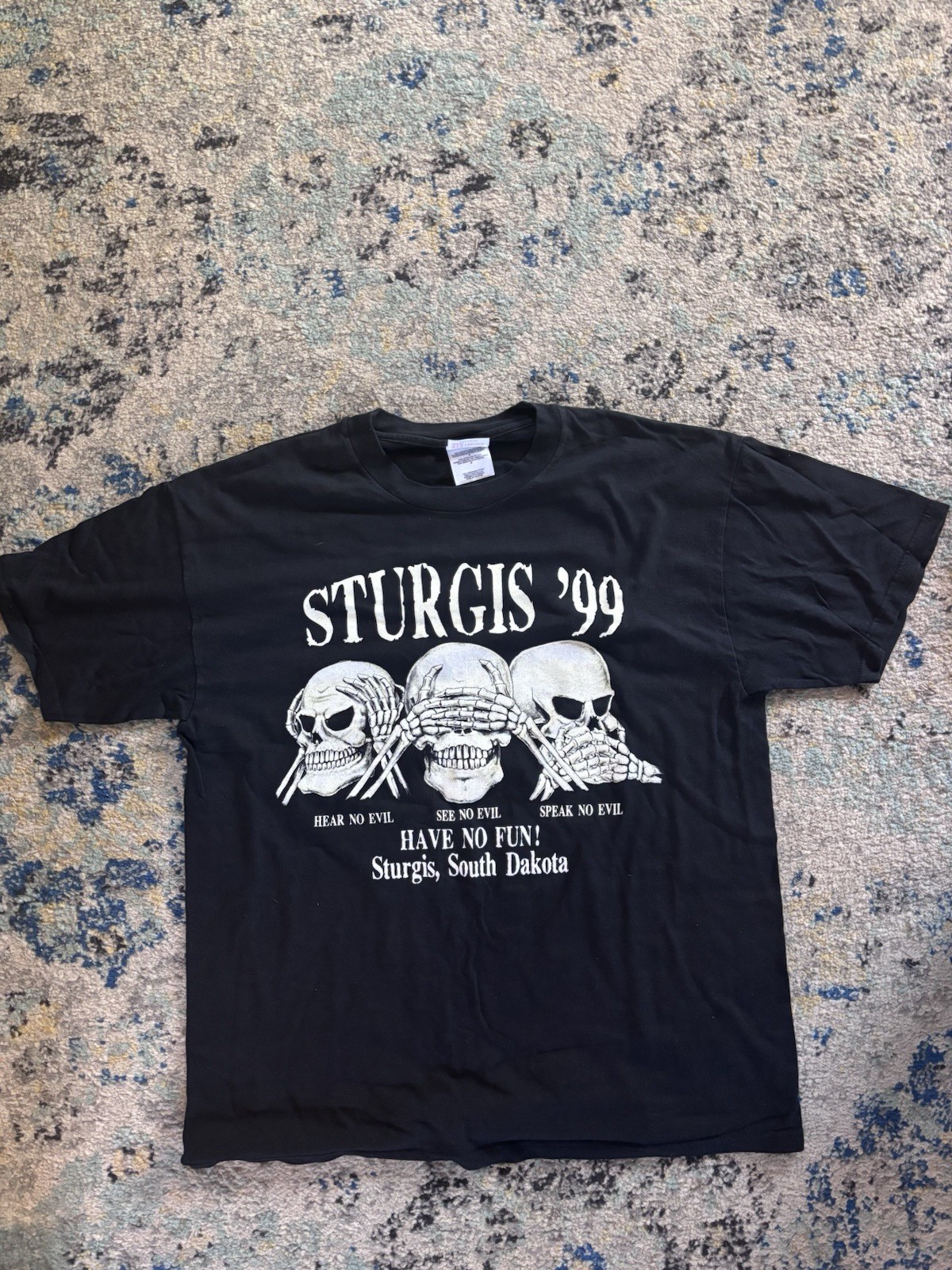 Vtg Sturgis Motorcycle Rally Shirt See No Evil Skulls 90s 1999 Biker L
