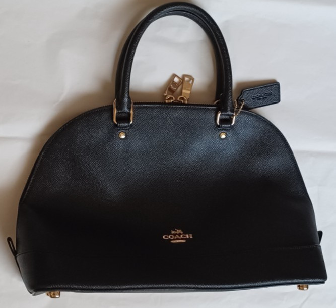 AUTHENTIC COACH SIERRA DOME LEATHER SATCHEL ELBOW BAG PURSE F57524 BLACK