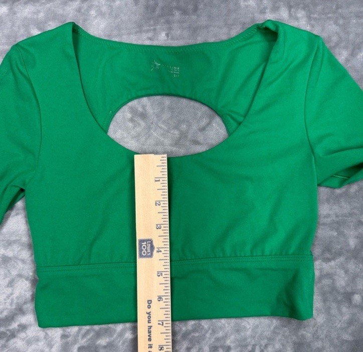 Aerie Offline Cropped Active Wear Long Sleeve Open Back Top In Green Small