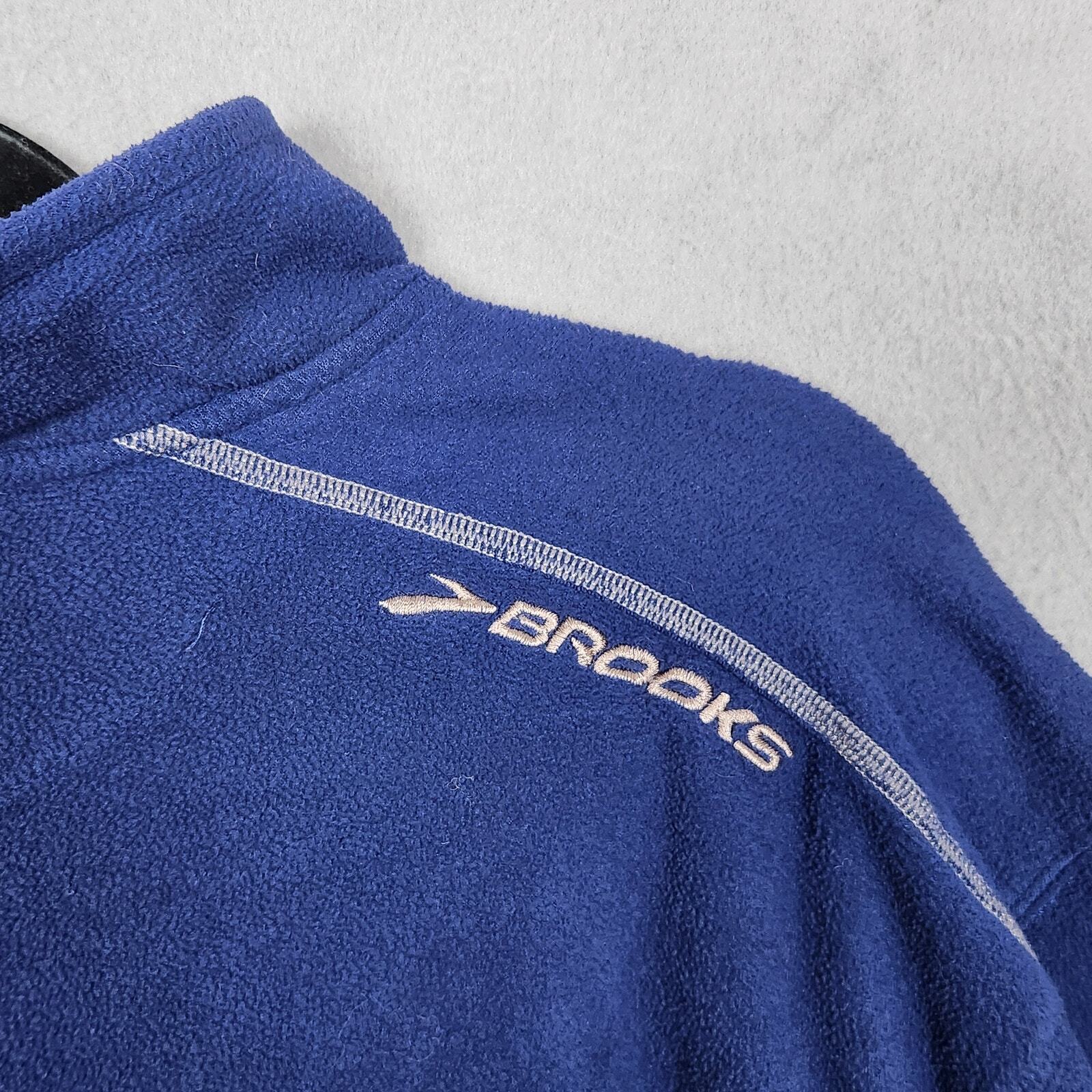 BROOKS RUNNING Fleece Jacket Womens Large Blue 1/2 Zip Lightweight Pullover