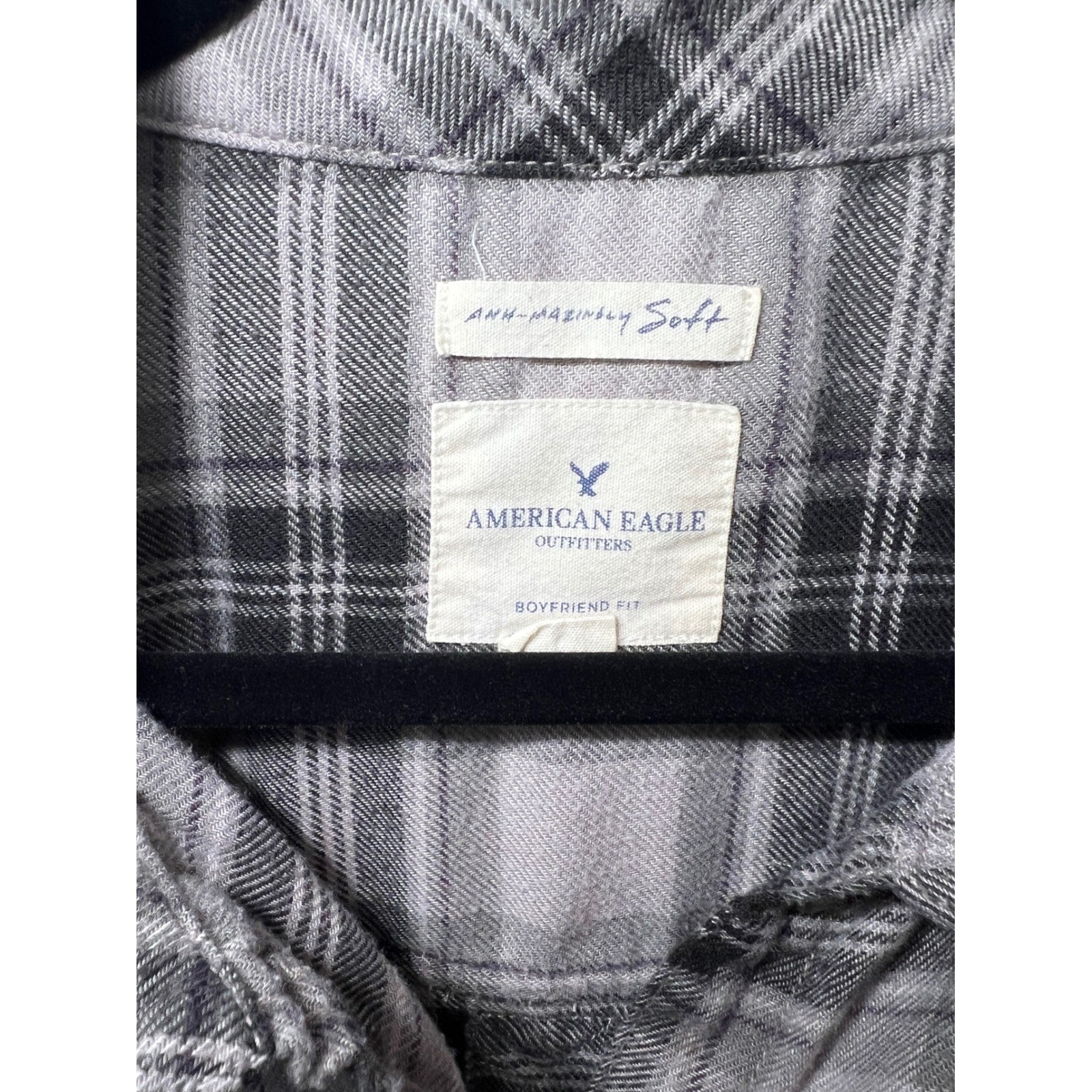 American Eagle Boyfriend Plaid Cabincore Soft Flannel Grunge Button Down Large