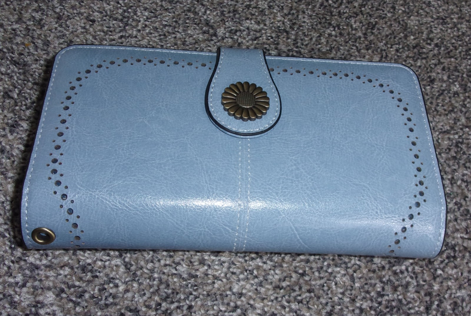 Womens Wristlet Wallet Large Capacity PU Blue Leather Clutch with 26 Card Slots