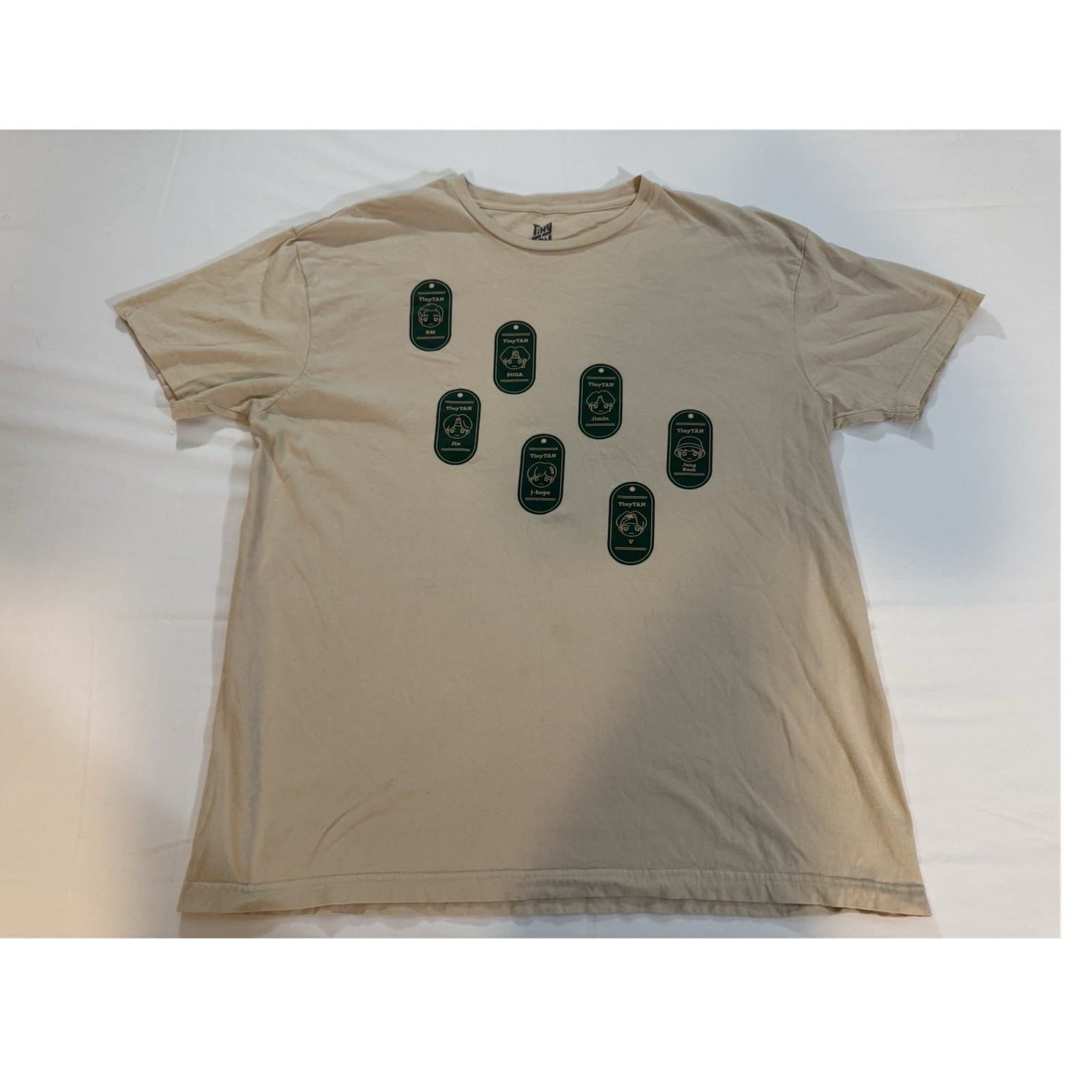 TinyTAN Beige Jersey Graphic BTS Characters T-Shirt Men’s XL