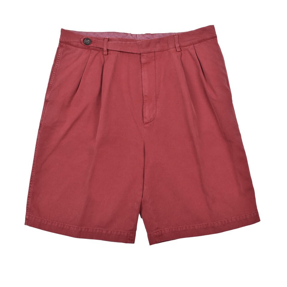 Brunello Cucinelli Men’s Shorts Size 34 / 50 Red 100% Cotton Pleated – $650