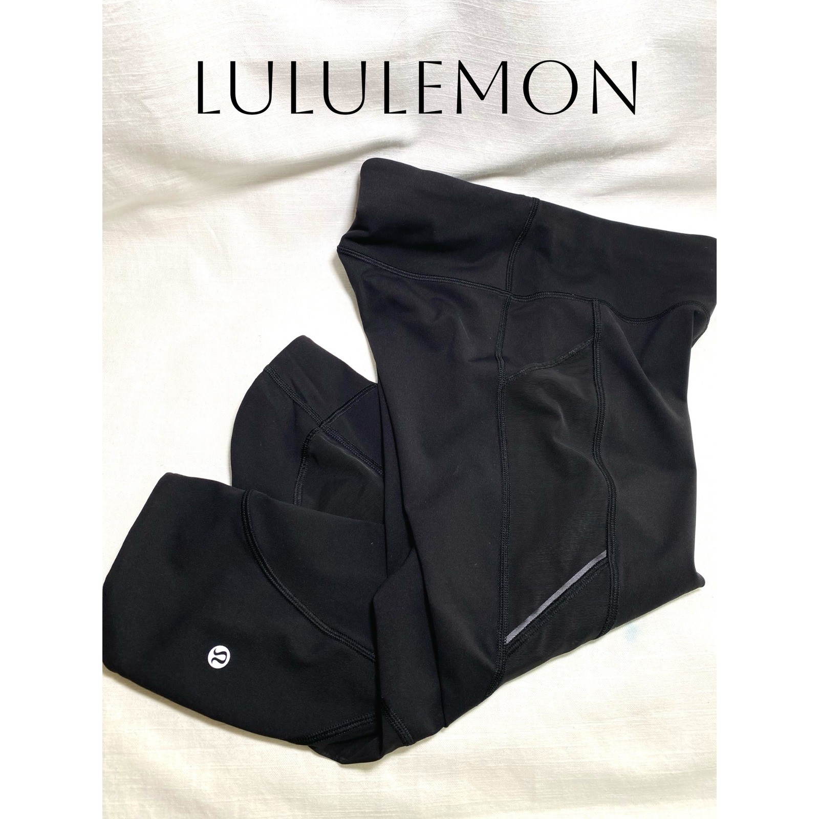 Lululemon Day Runner Mesh Panel Cropped Leggings Black 6