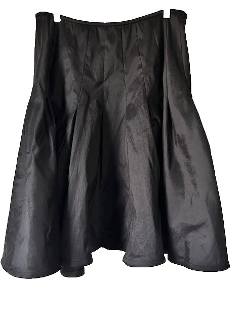 Tadashi Collection Circle Skirt Sz 14 Black Taffeta Pleats Skirt Fit Full Flare