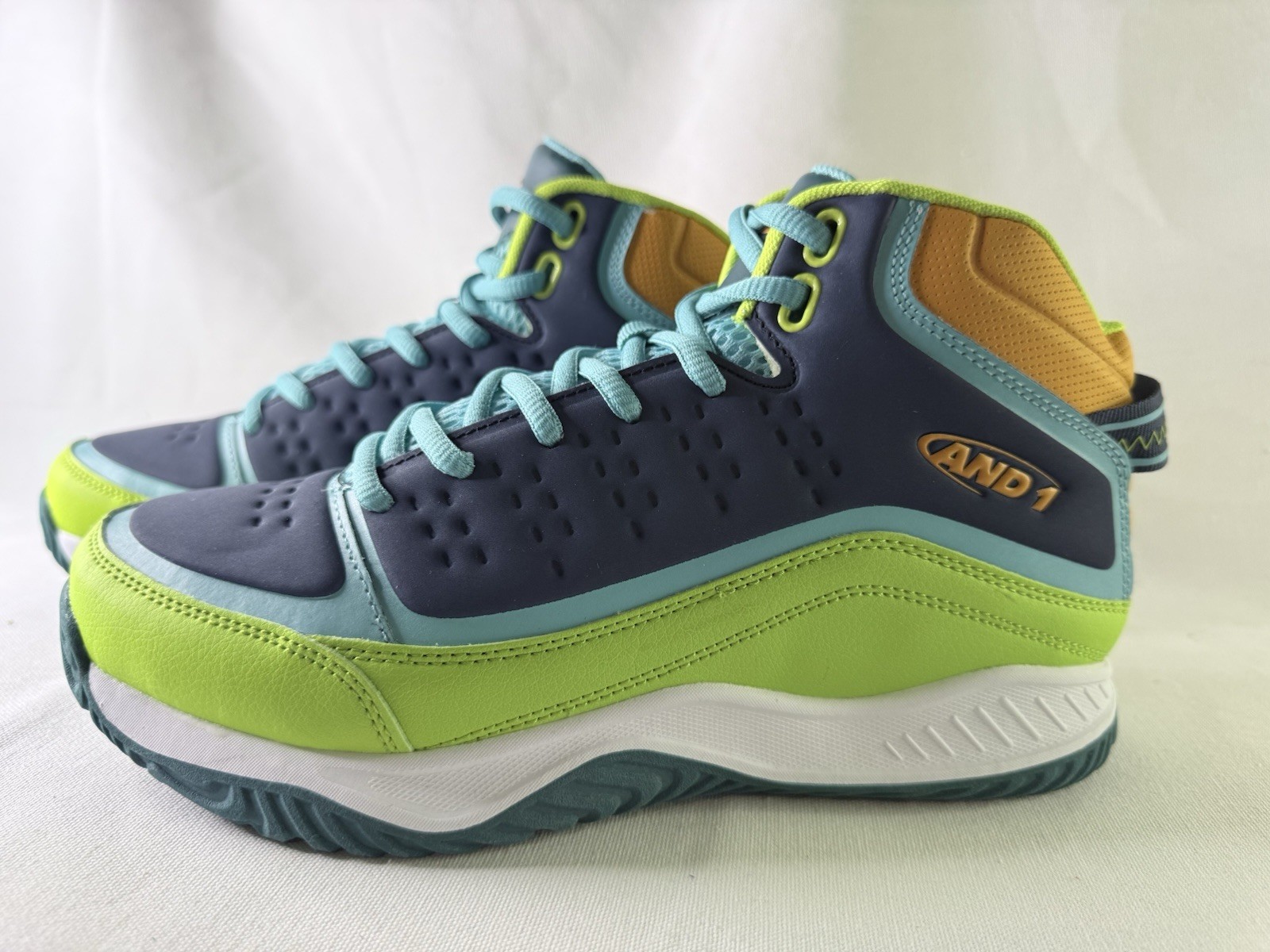 AND 1 Pulse 2.0 TPR Men’s Mid-Top Color-block Green/BlueSneaker New In Box