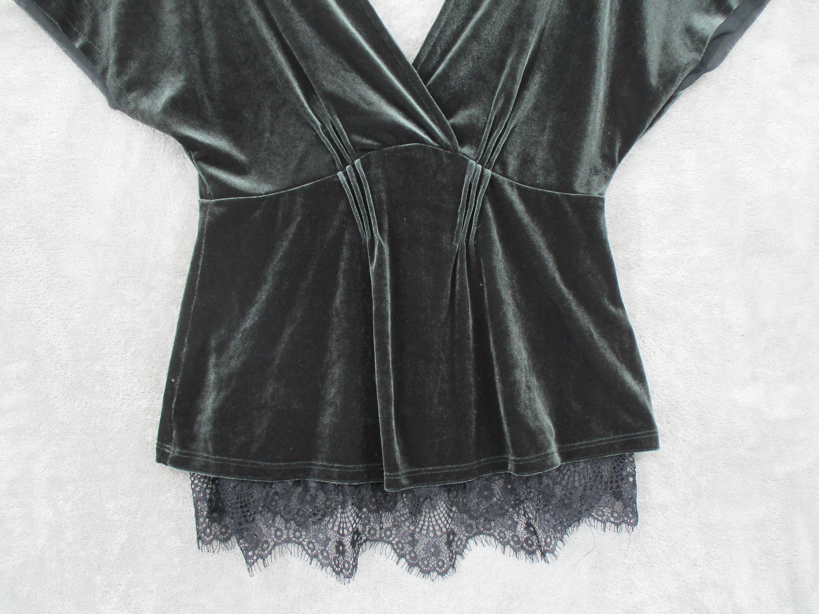 Willow & Clay Blouse Womens Medium Velvet Lace Hem Whimsigoth Babydoll Witchy