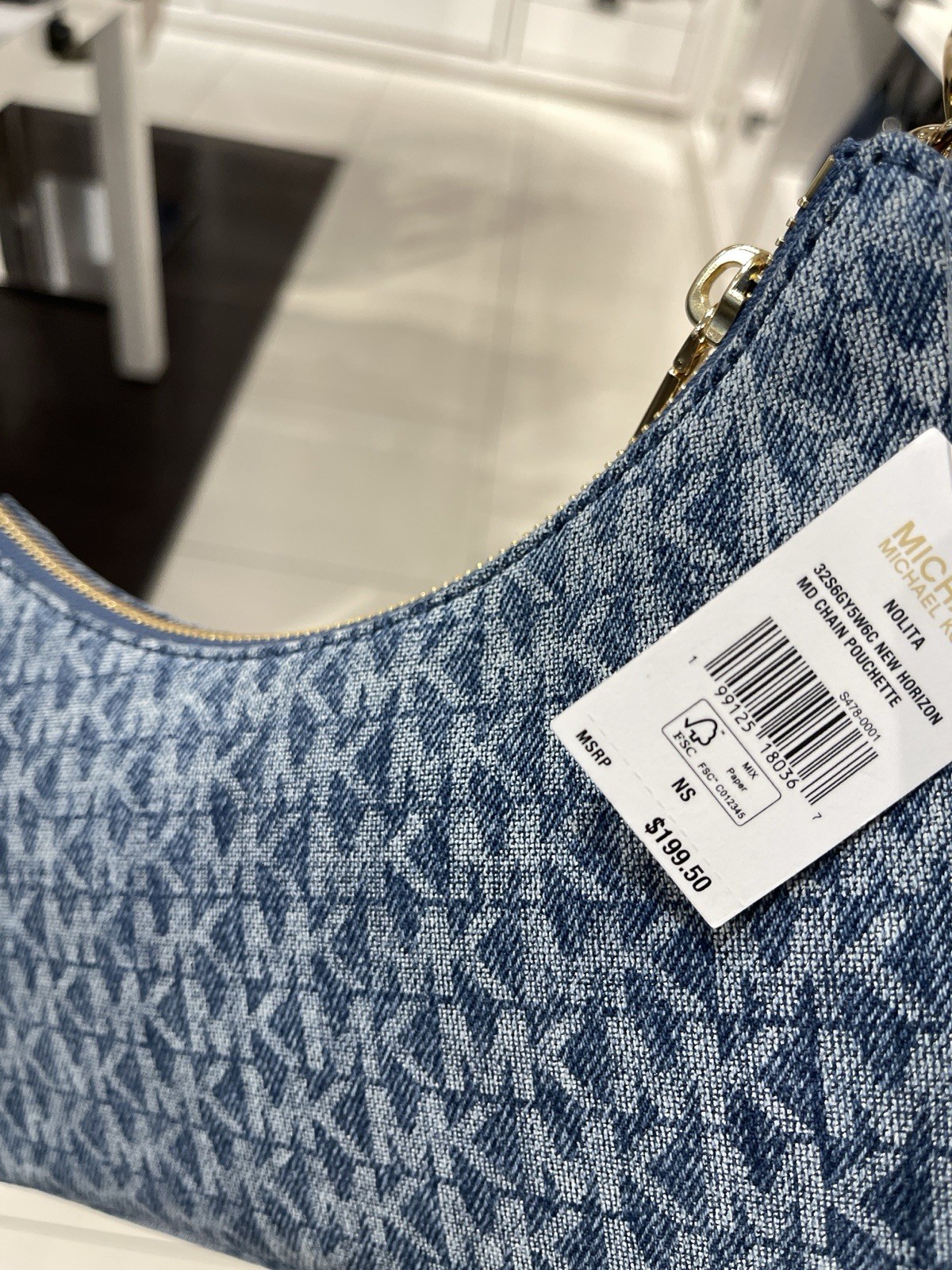 MICHAEL KORS Nolita Medium Chain Pochette denim NWT