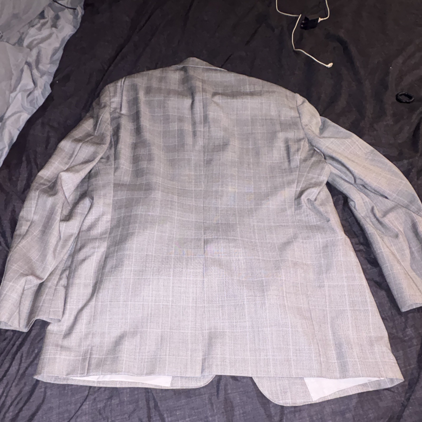 Hart Schaffner Marx Men’s 2 Piece Blazer L Gray Plaid 2-Button Notch Lapel