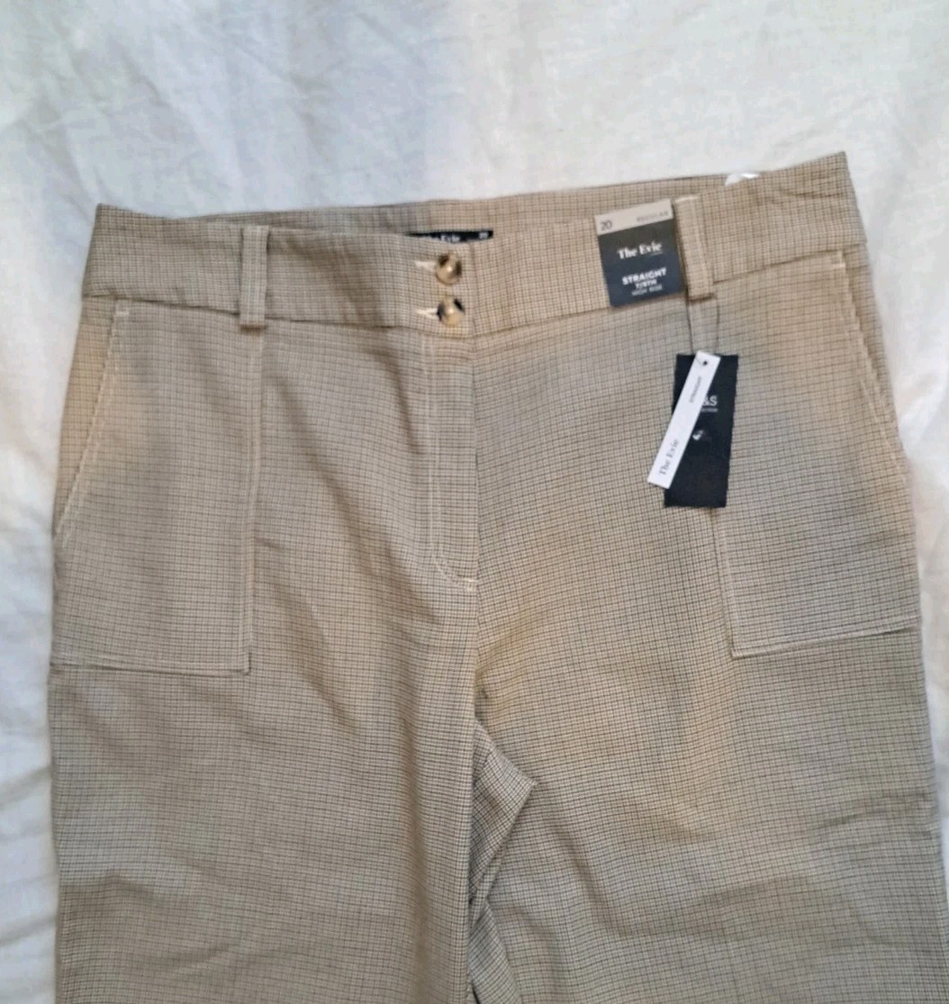 M&S Retro 40s 50’s style Straight High Rise 7/8 check Women’s Trousers UK 20