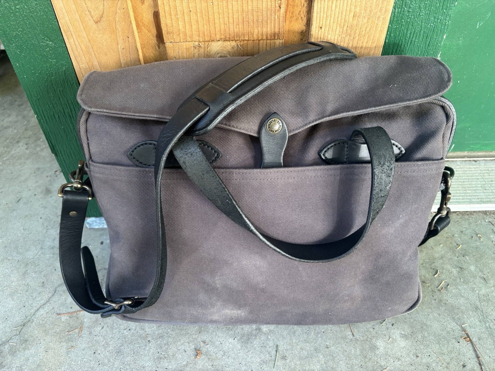 Filson 256 Original Briefcase Rugged Twill Bridal Leather USA Grey Laptop Bag