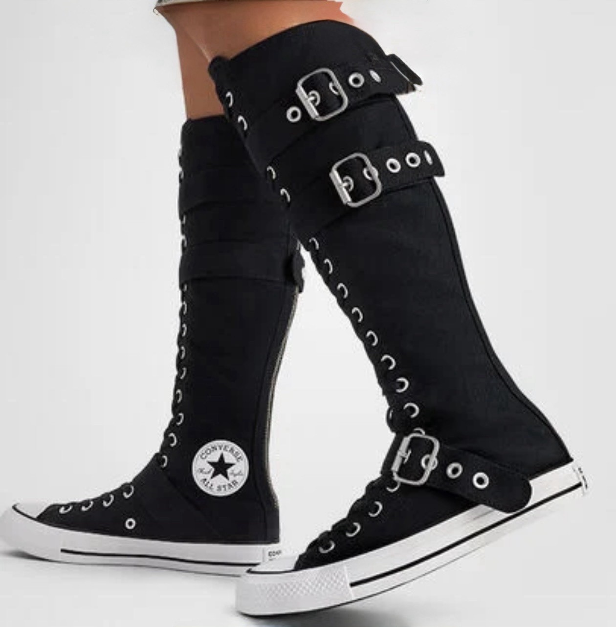 Converse Chuck Taylor XXHi Buckles Knee High A14873C Black Boots M 8 W 10 41.5