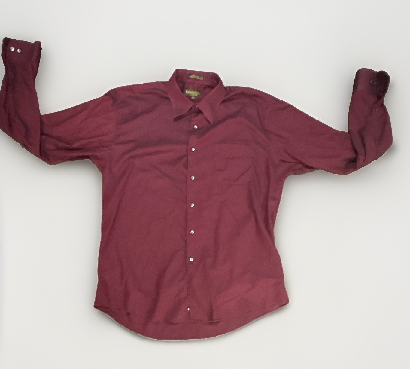 Roberto Villini Men’s 17 Burgundy 100% Cotton Classic Fit Shirt 36/37