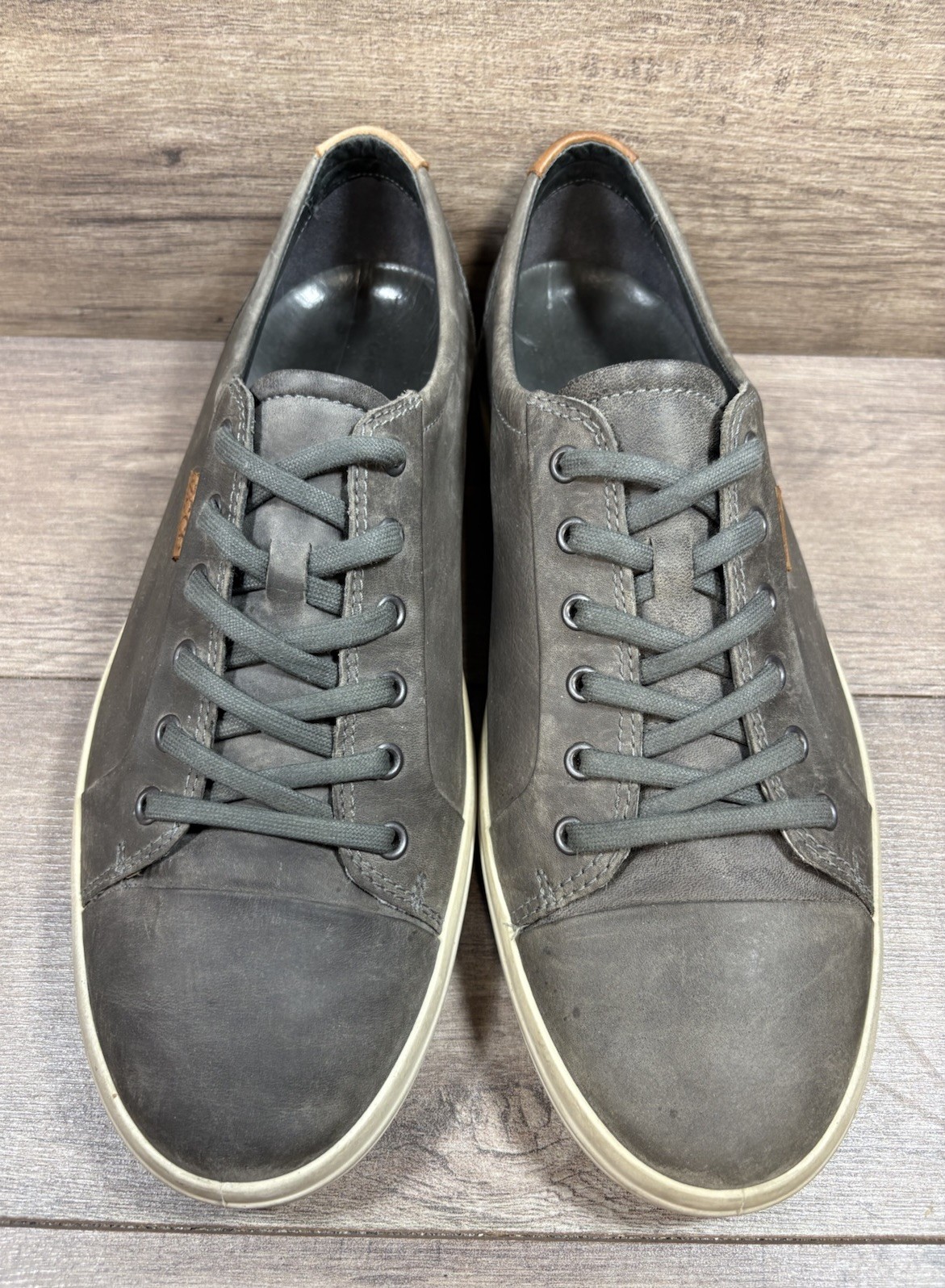 Ecco Soft 7 City Sneakers Shoes Gray Leather Travel Mens Size EU 46 US 12 12.5