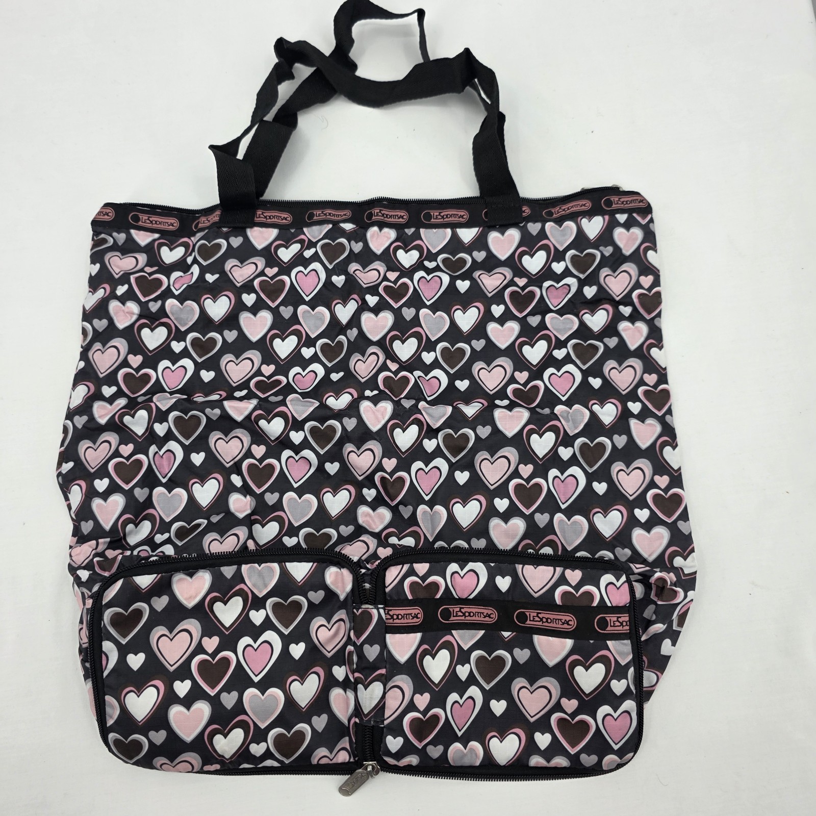 LeSportSac Foldable Tote Hearts Lightweight Travel Bag ~ 15×16