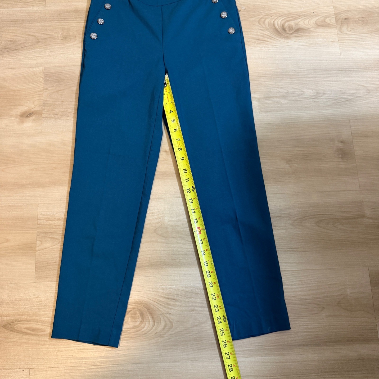 Counterparts Slim Leg Pants Womens S Teal Super Stretch Mid Rise Sailor NEW