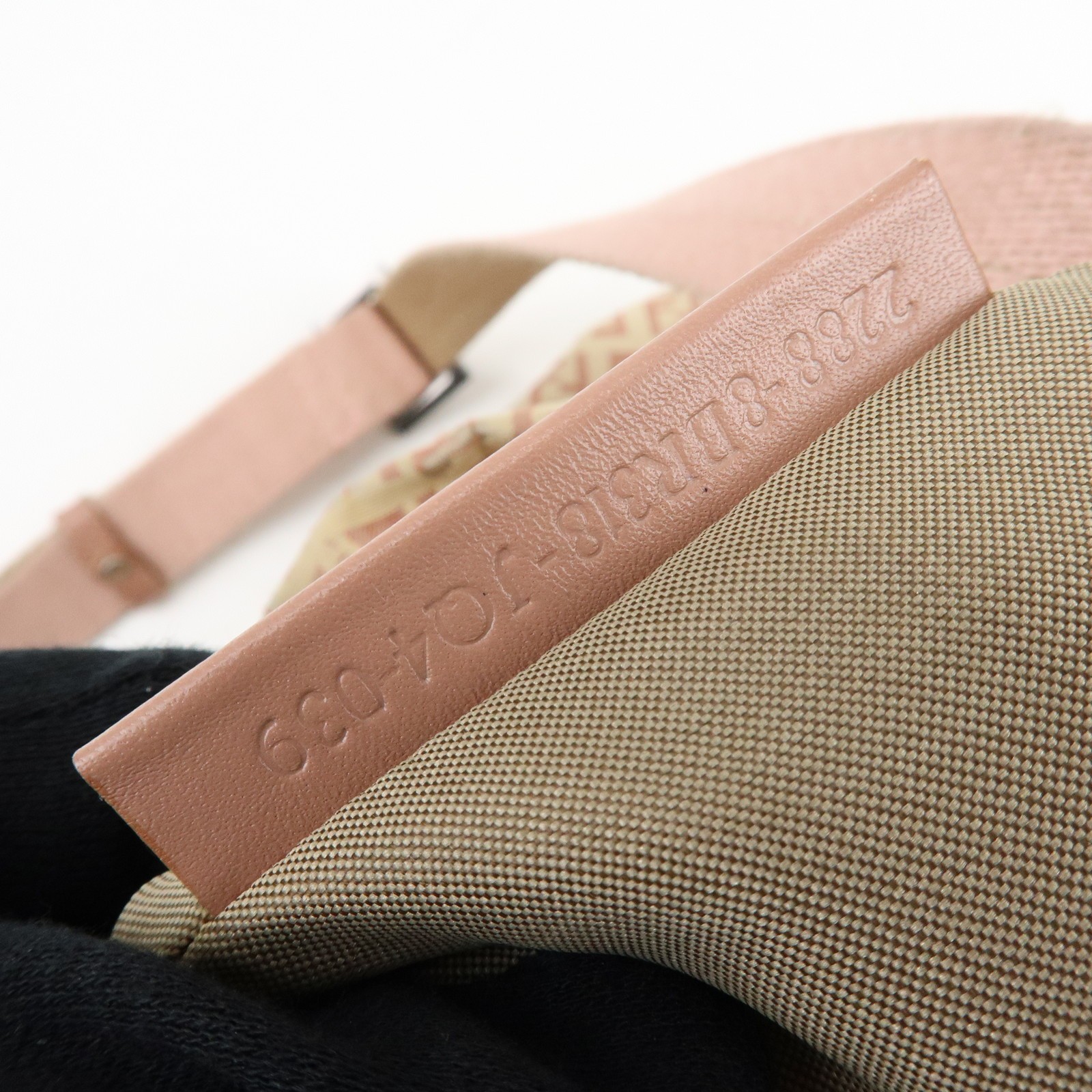 FENDI Zucchino Canvas Leather Shoulder Bag Beige Pink 8BR318 Authentic Used F/S