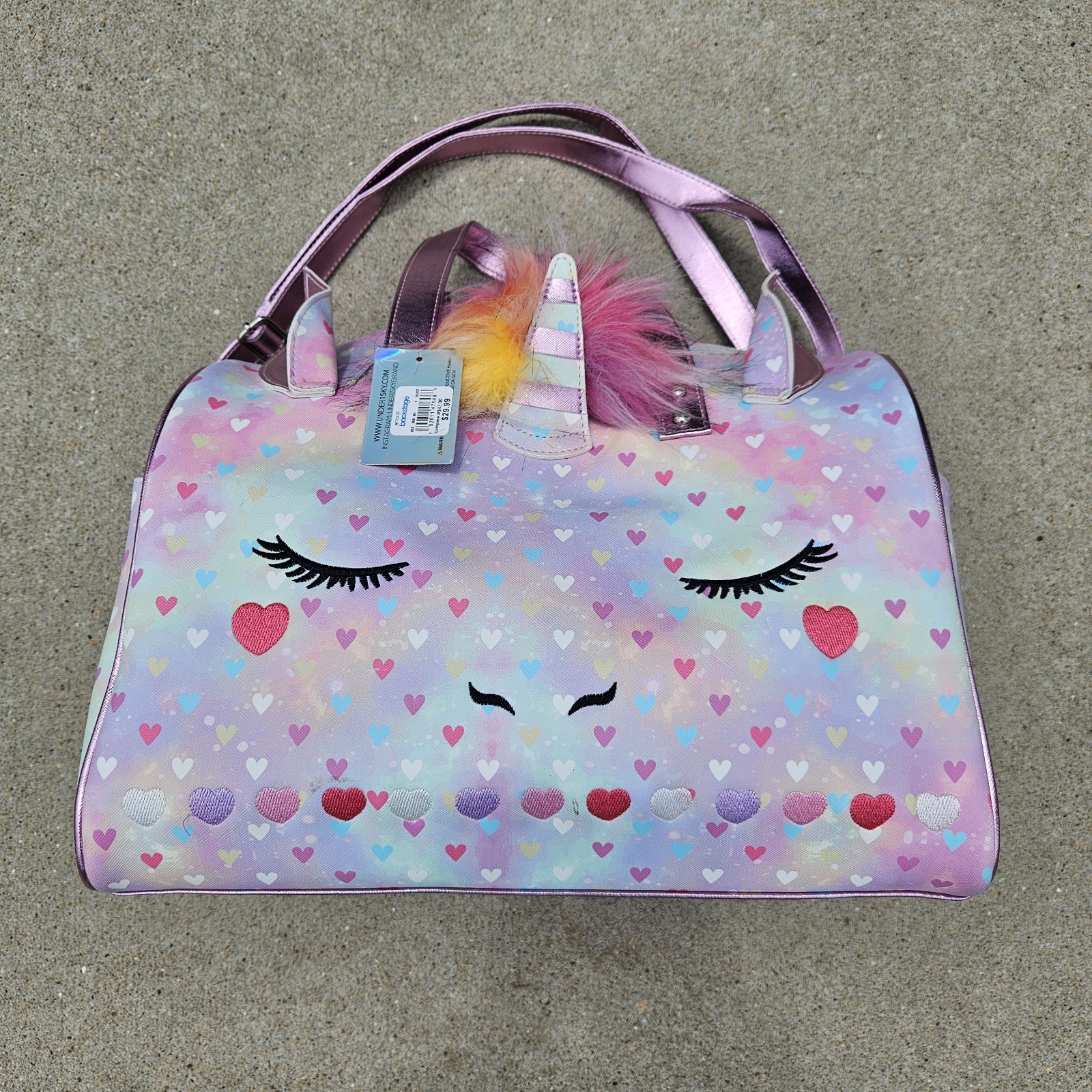 Under One Sky Kids Unicorn Hearts Weekender Duffel Overnight Bag with Tags