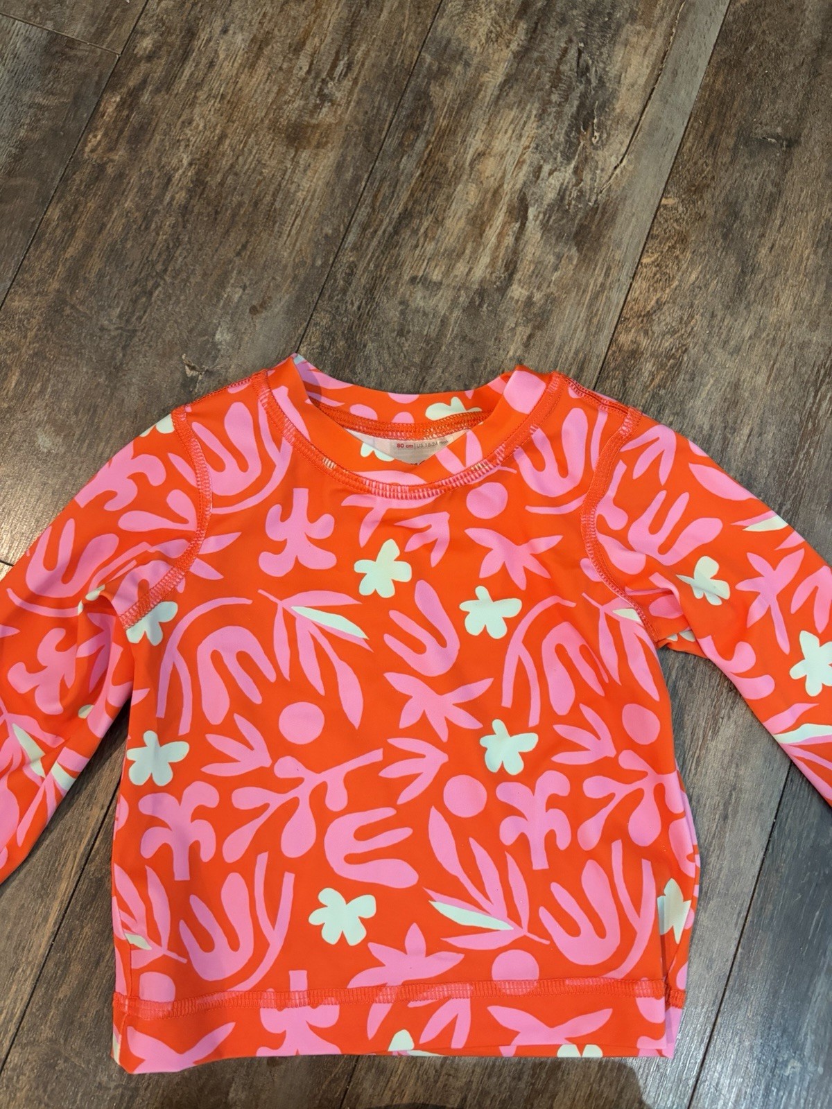 Hanna Andersson Rash Guard 2 pc Swim Set 80 cm Orange Pink Mint Ruffled Bottom