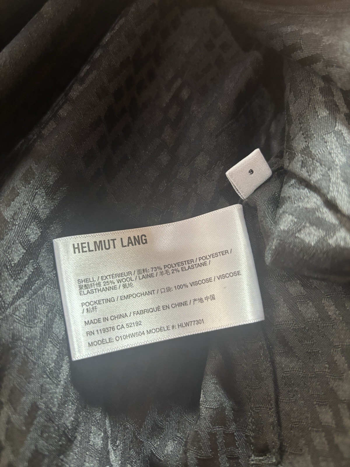 $545 HELMUT LANG Size 6 Sleeveless Modest Vest Black Tonal Jacquard Top