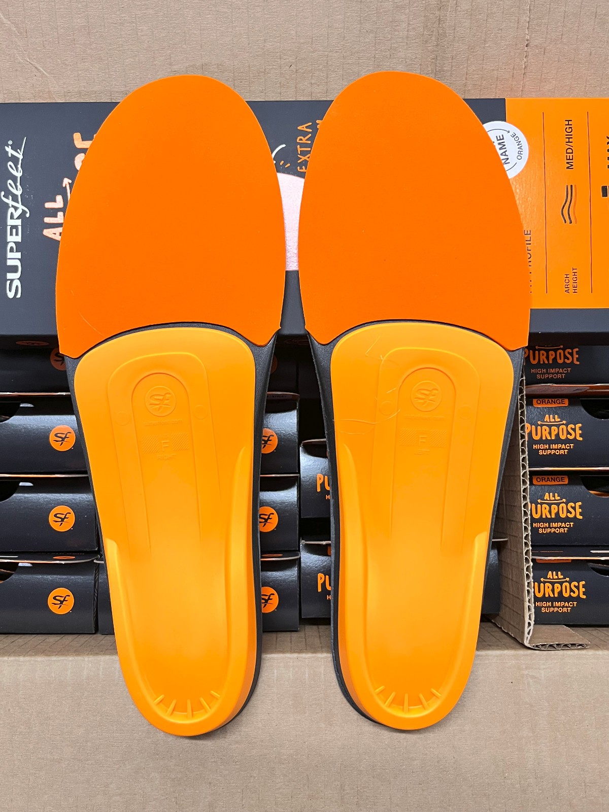 Superfeet Orange Arch Support Shoe Inserts insoles Size F M 11.5-13 / W 12.5+