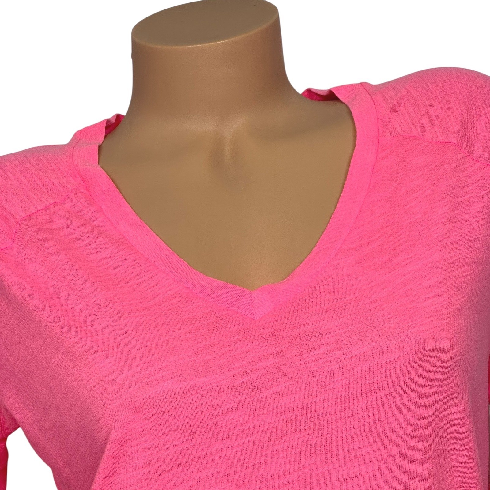 Victoria’s Secret PINK Long Sleeve V-Neck T-Shirt 2 Pack Red Neon Pink XS NEW