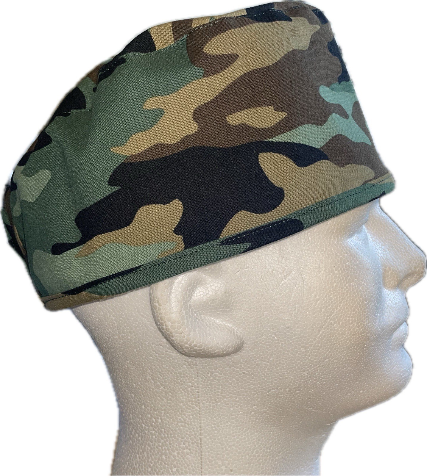 Green Camo Scrub Hat Chemo Cap
