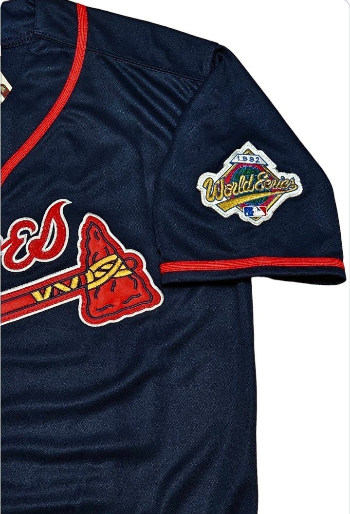 Deion Sanders Atlanta Braves Jersey Navy Blue 1992 World Series Throwback SALE!