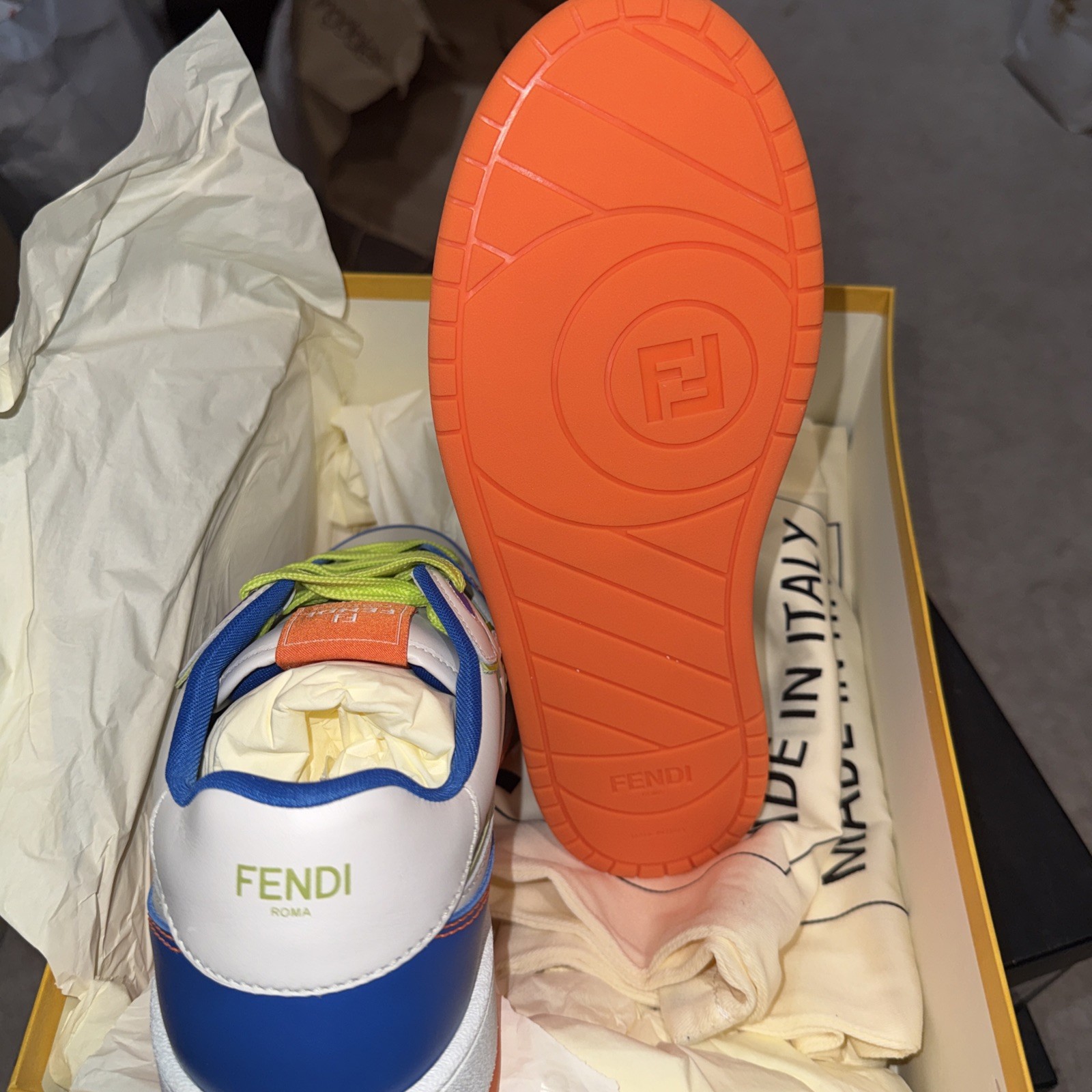 FENDI Match FF Men’s Leather Logo Fashion Ace Sneakers UK 9 – US 10