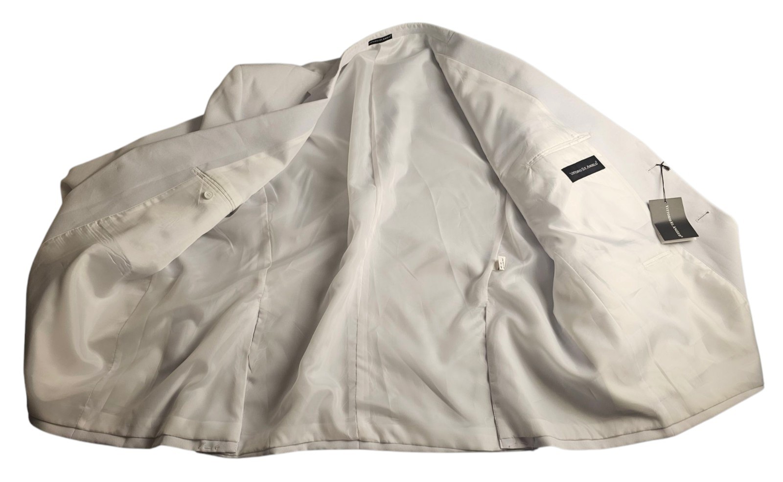 Vittorio St. Angelo White Suit Split Collar 2 Button 54R Pants 48×26 Formal NWT