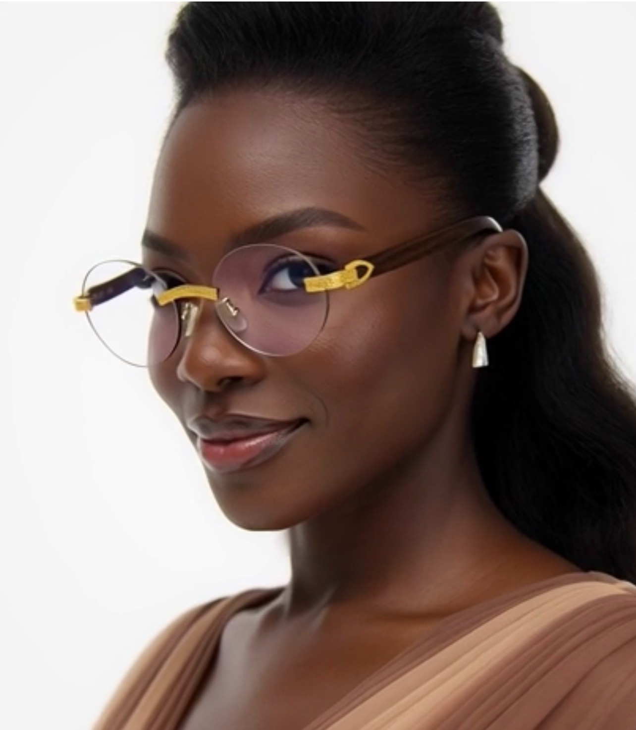 Small Brown Gradient Lens Sunglasses Gold Metal Frame Women Light weight Comfort