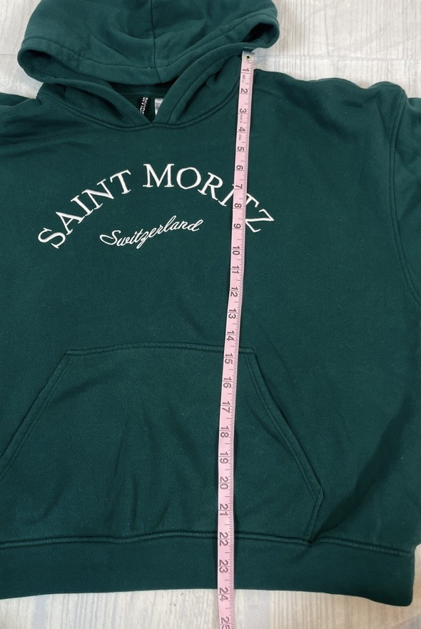 Saint Moritz Switzerland Emerald Green Pullover Hoodie Adult Size L H&M Divided