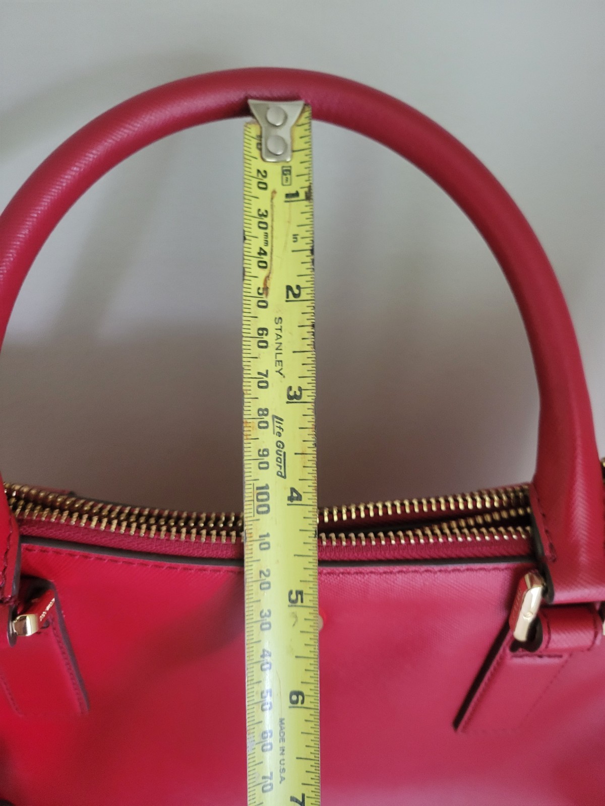 Tory Burch Robinson Double Zip Red Leather Top HandleTote Shoulder Strap Missing