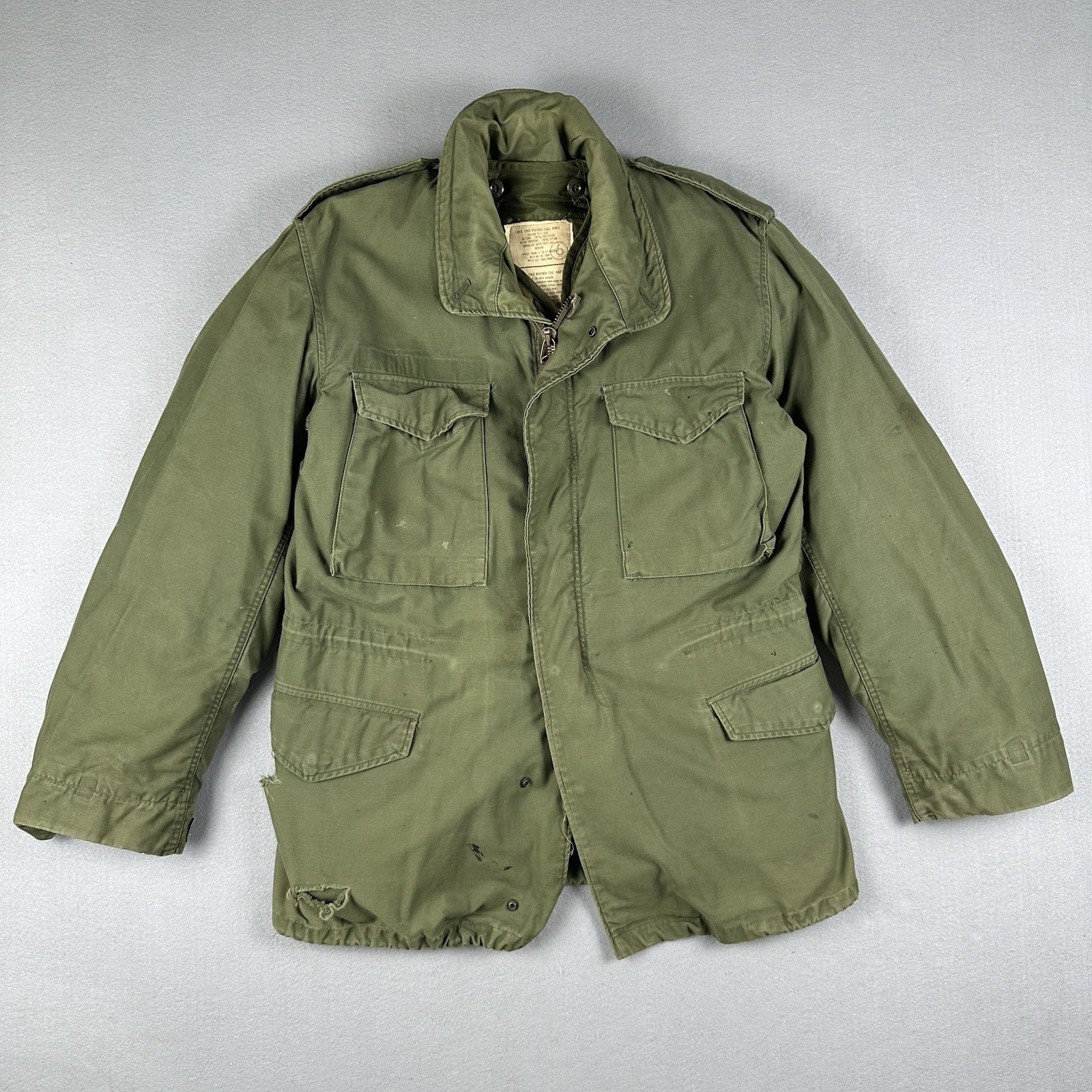 Vintage US Military M65 Field Coat Medium Long 70s Vietnam OG107 W/ Lining