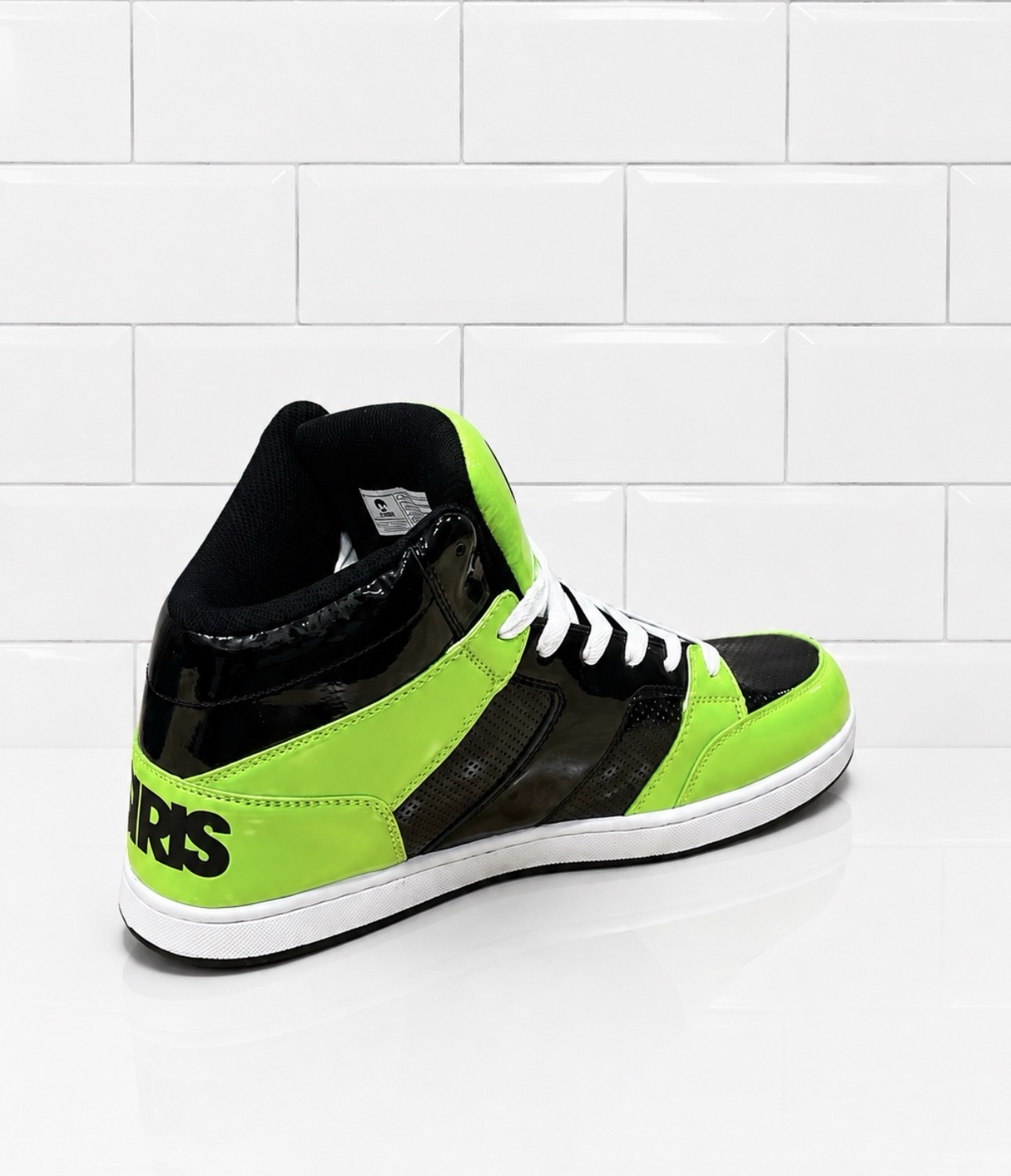 Osiris High Top Skate Shoes Mens Size 13 Black Neon Green White Sneakers