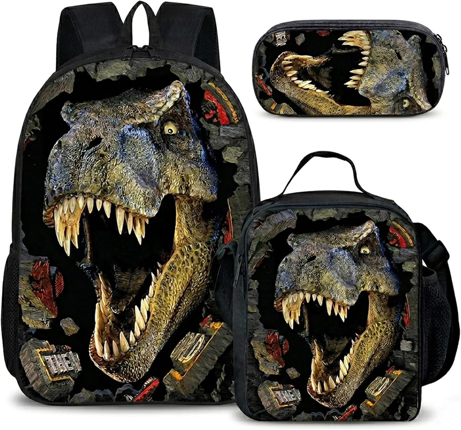 Dinosaur Backpack with Lunch Box, for Boys Aged 5–7 – Jurassic T. Rex Fan Favori