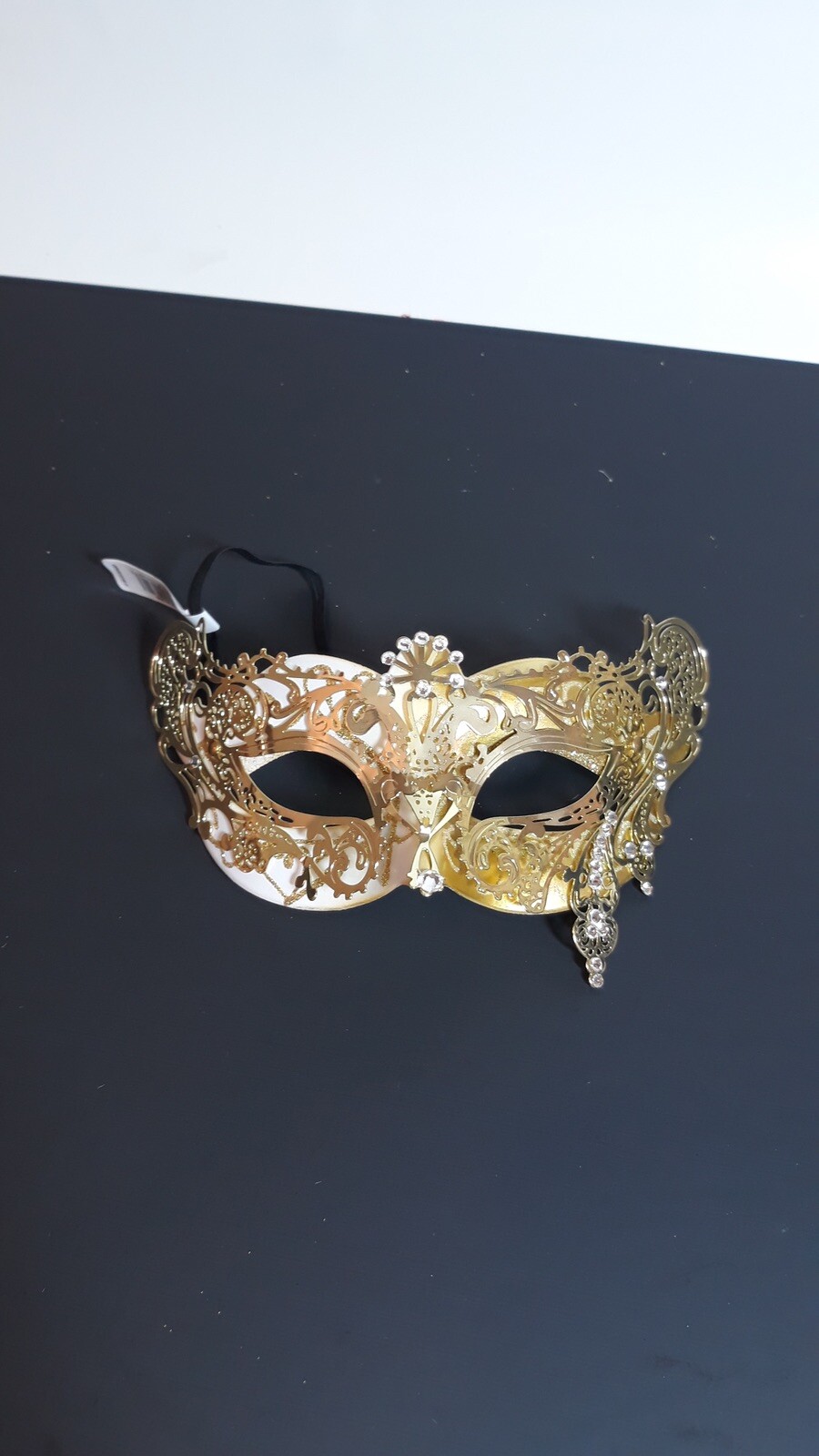 Masquerade Woman’s Eye Mask Light Metal Design With Rhinestones Gold