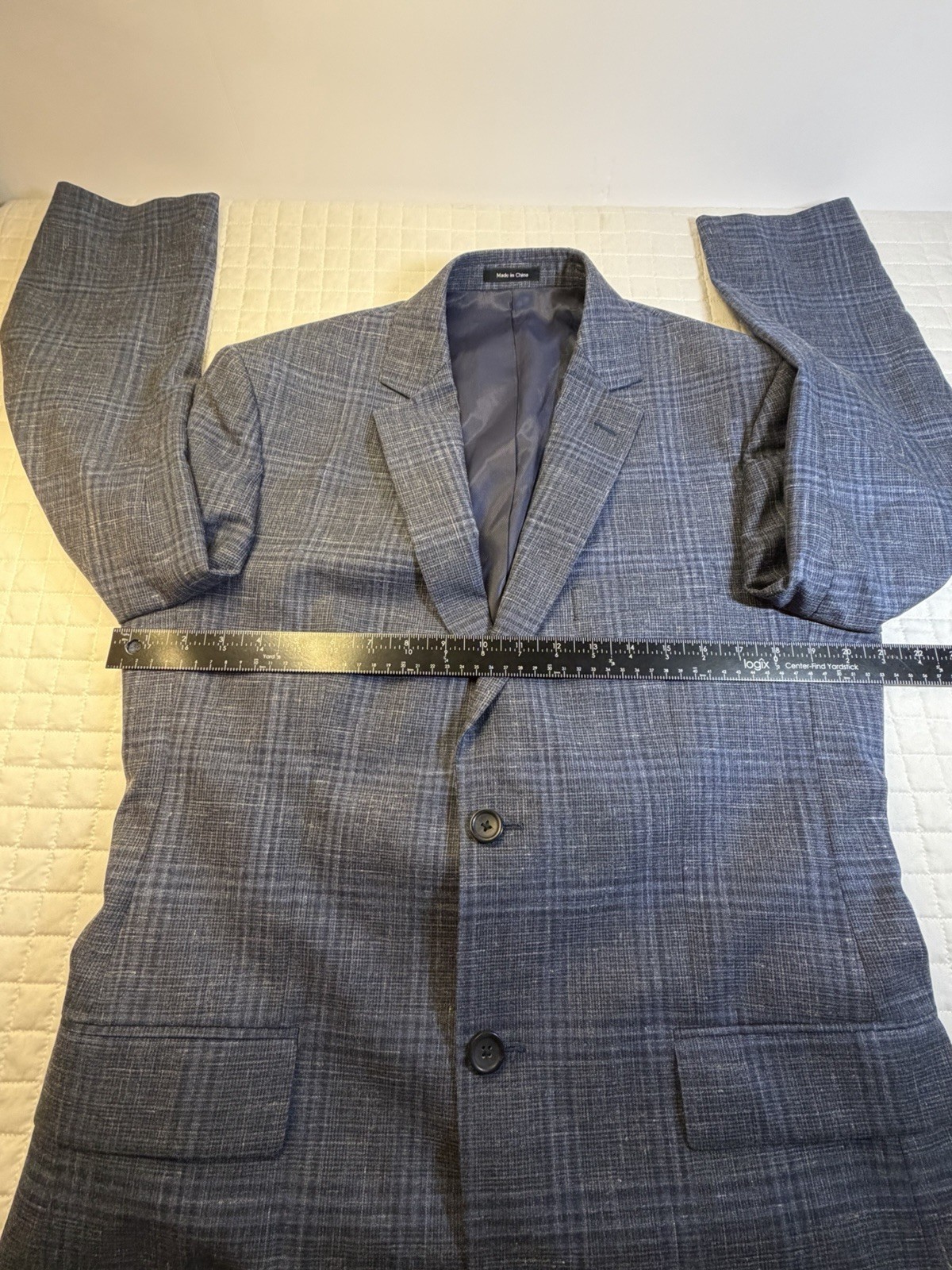 Pronto Uomo Platinum 40R Blue Plaid Sport Coat Wool Silk Linen 2 Button Blazer