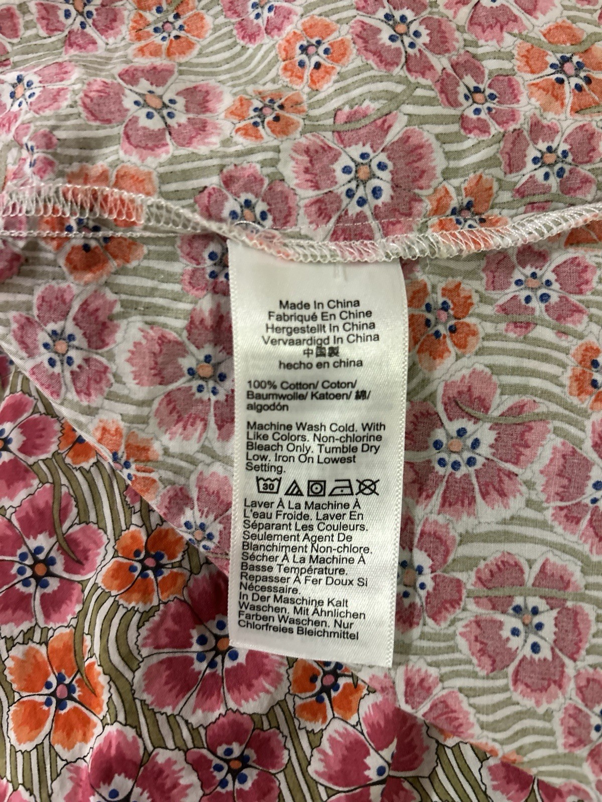 J.CREW Liberty Fabric Floral 100% Cotton Scoop Neck Tie-Strap Cami, Size L