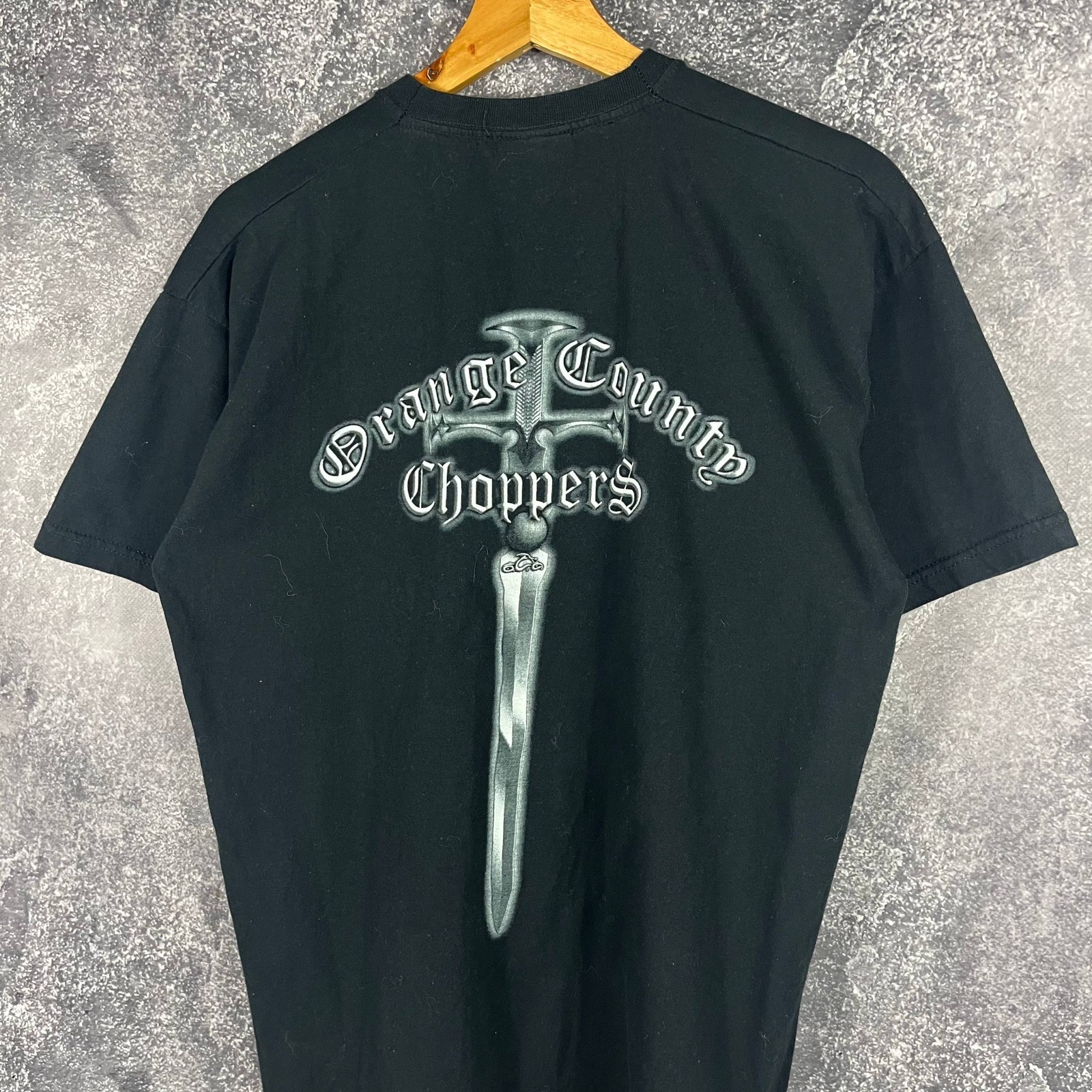 Orange County Choppers Vintage 00s T-Shirt Motorcycle Sword Black Size L