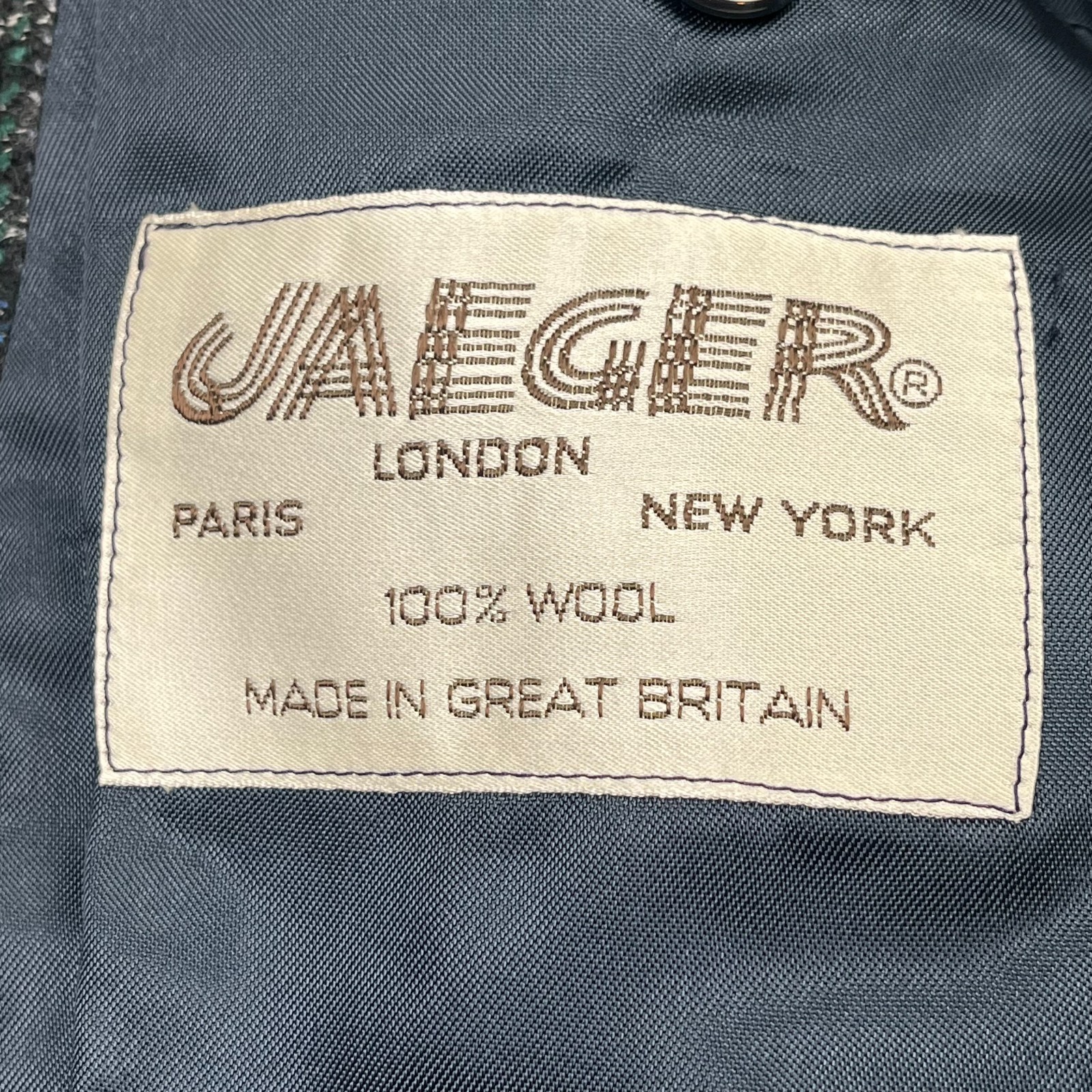 Jaeger Blazer Mens 44 Short Grey Blue Check Wool Tweed Tailored Jacket Country