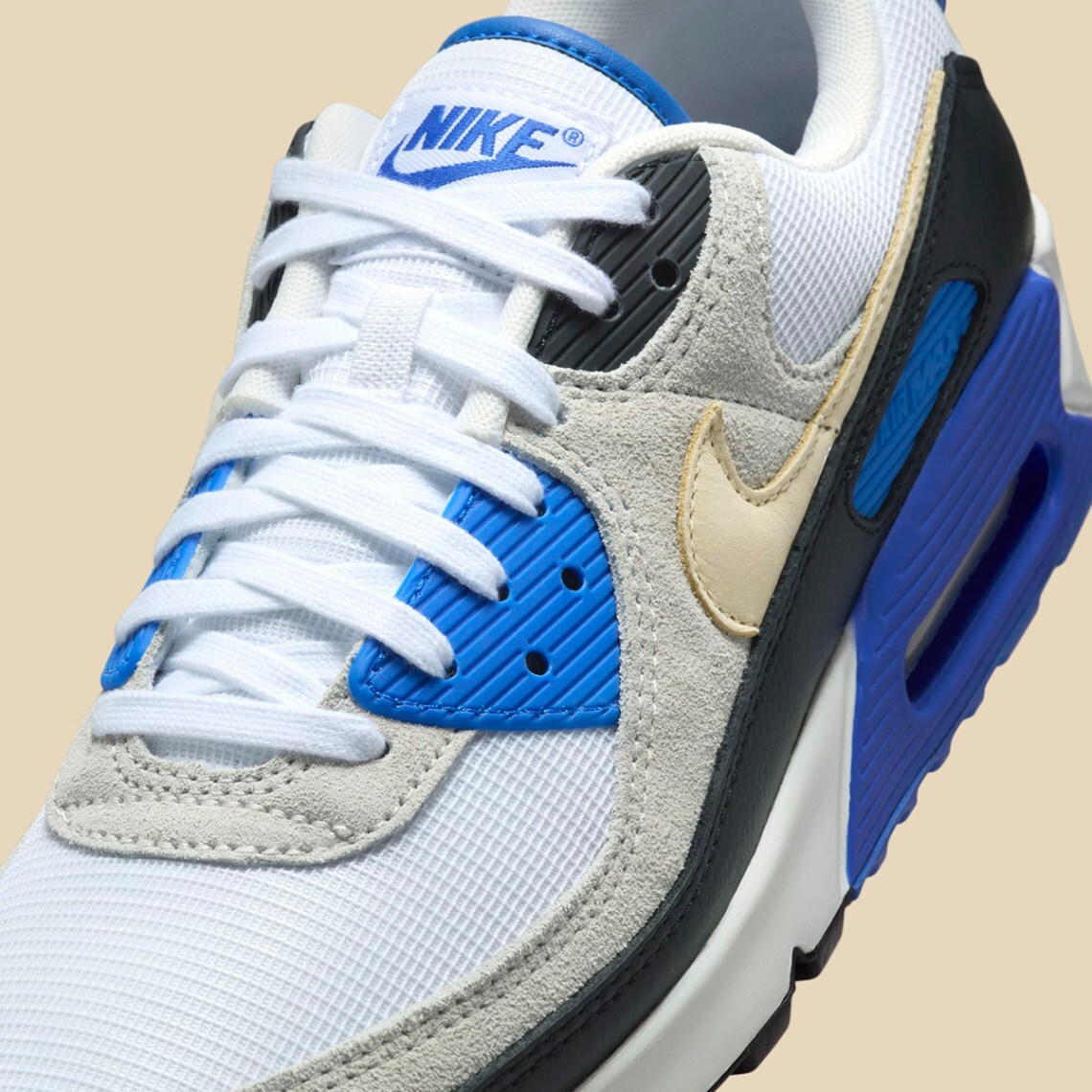 Nike Air Max 90 PRM White Racer Blue Khaki Nby Black HF3449-100 Men’s