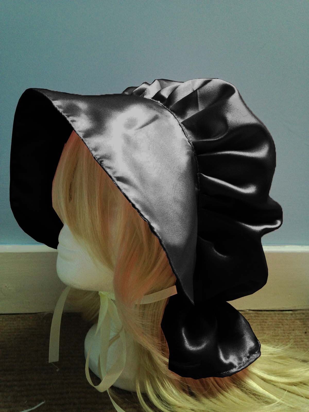Women Satin Bonnet Hat Cap Victorian Adult Pioneer Sissy Farm Cap For Girl