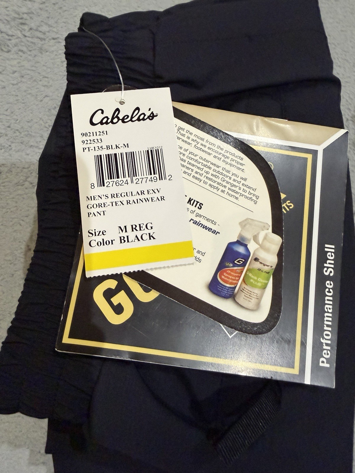 Cabelas EXV Gore-Tex Rainwear Pants Men’s M Regular Black Nylon Elastic Waist