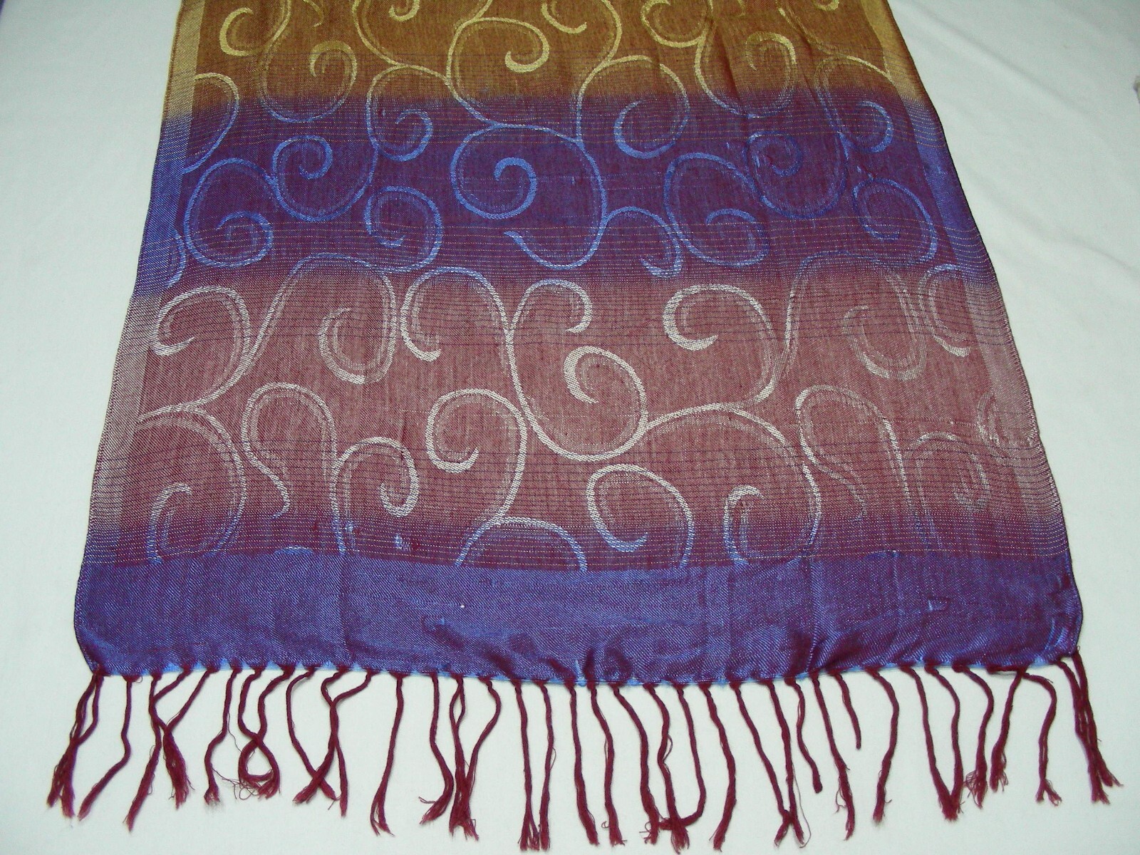 Beautifully Patterned – Red/Blue/Purple/Gold – 25″ x 66″ Scarf!