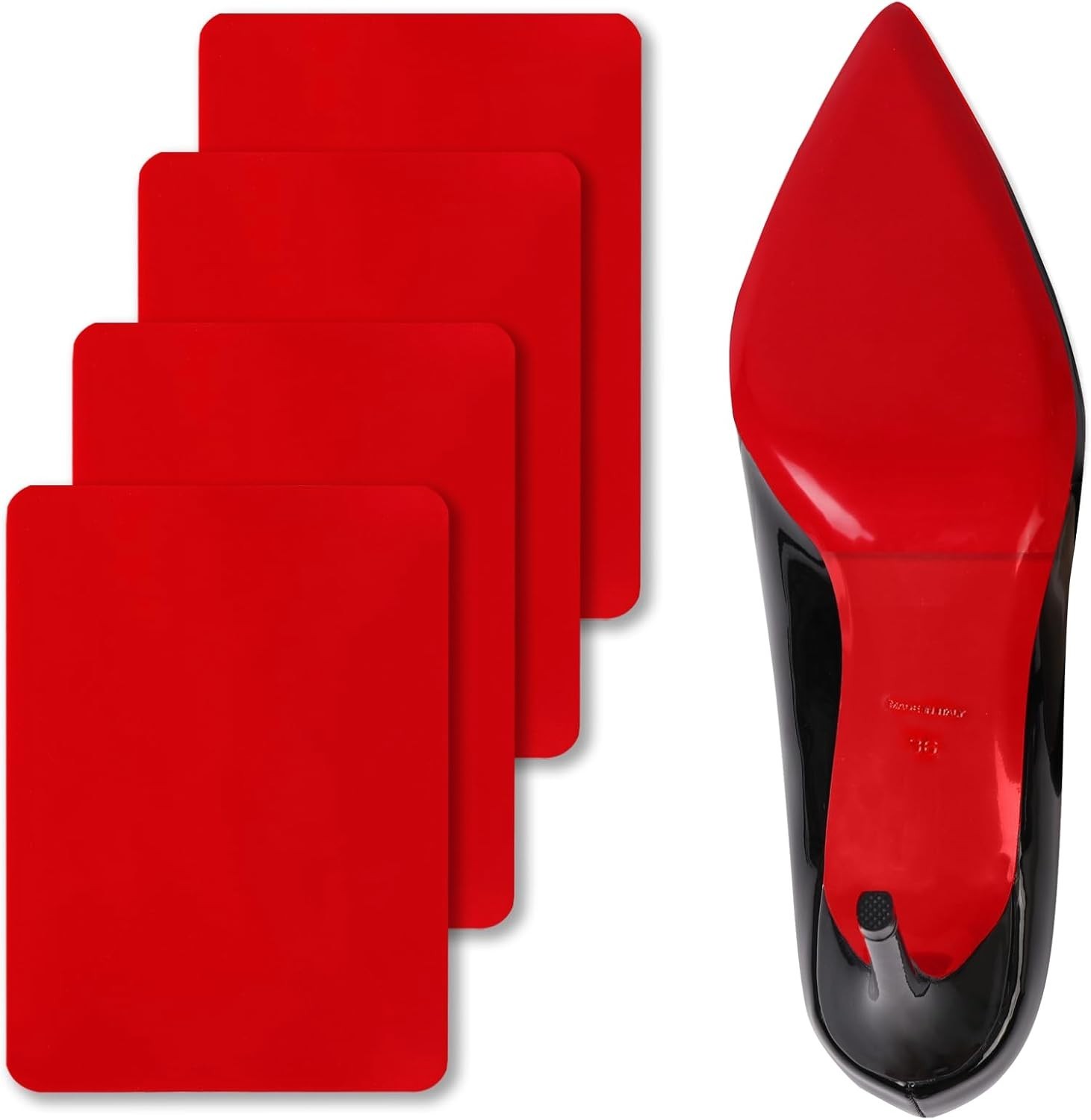 Red Sole Protectors,4 Pcs Self-Adhesive Shoe Bottom High He