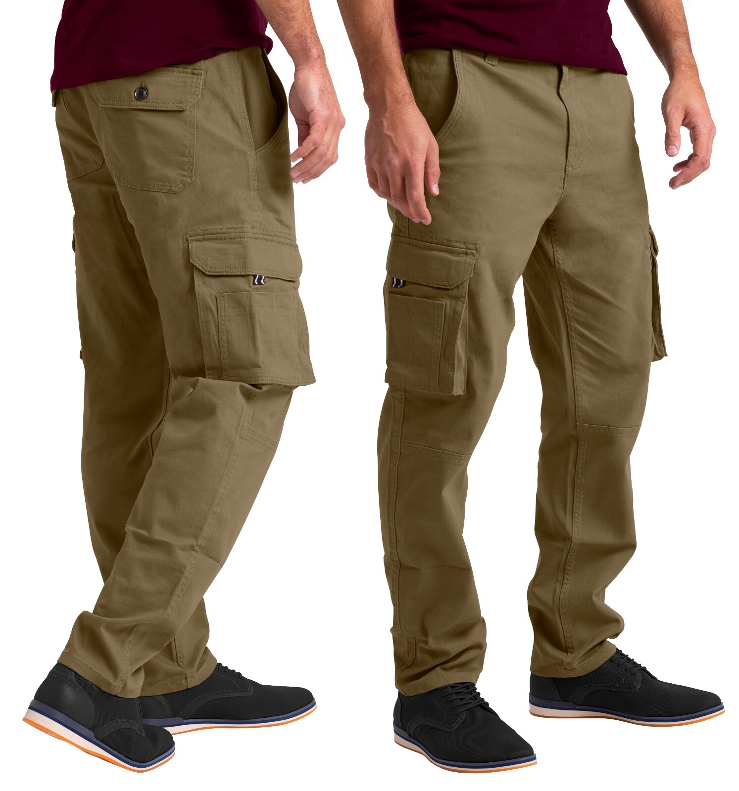 Mens Cargo Combat Flex Work Trouser Relax-Fit Multi Pocket Stretch Workwear Pant
