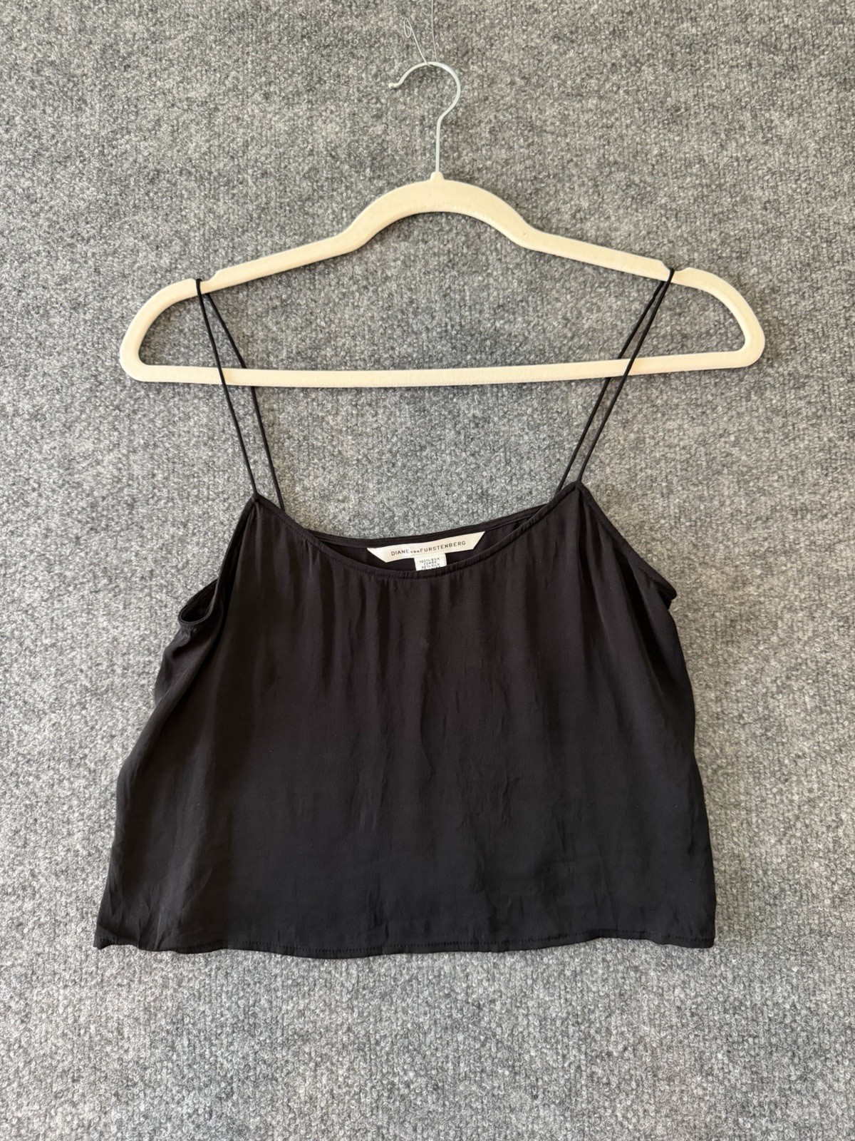 Diane Von Furstenburg Black 100% Silk Cropped Camisole 2