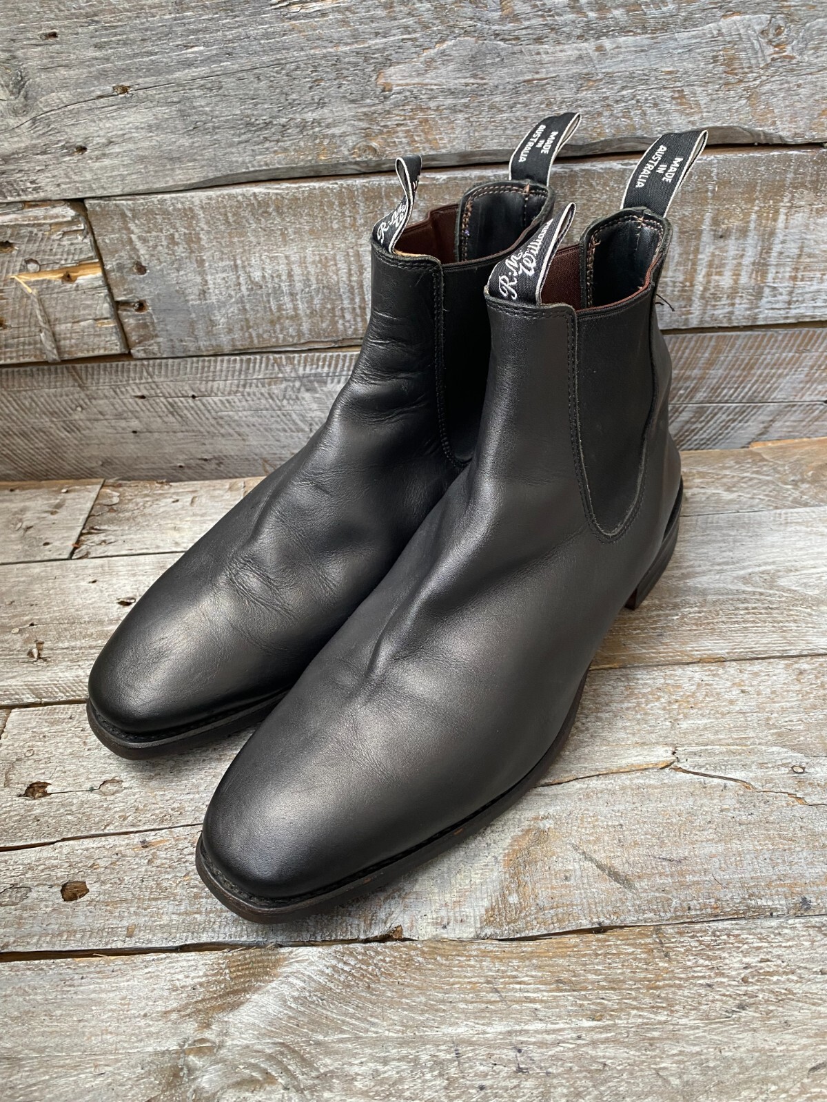 Rm Williams Comfort Craftsman Black Leather Chelsea Boots UK 11 F US 12